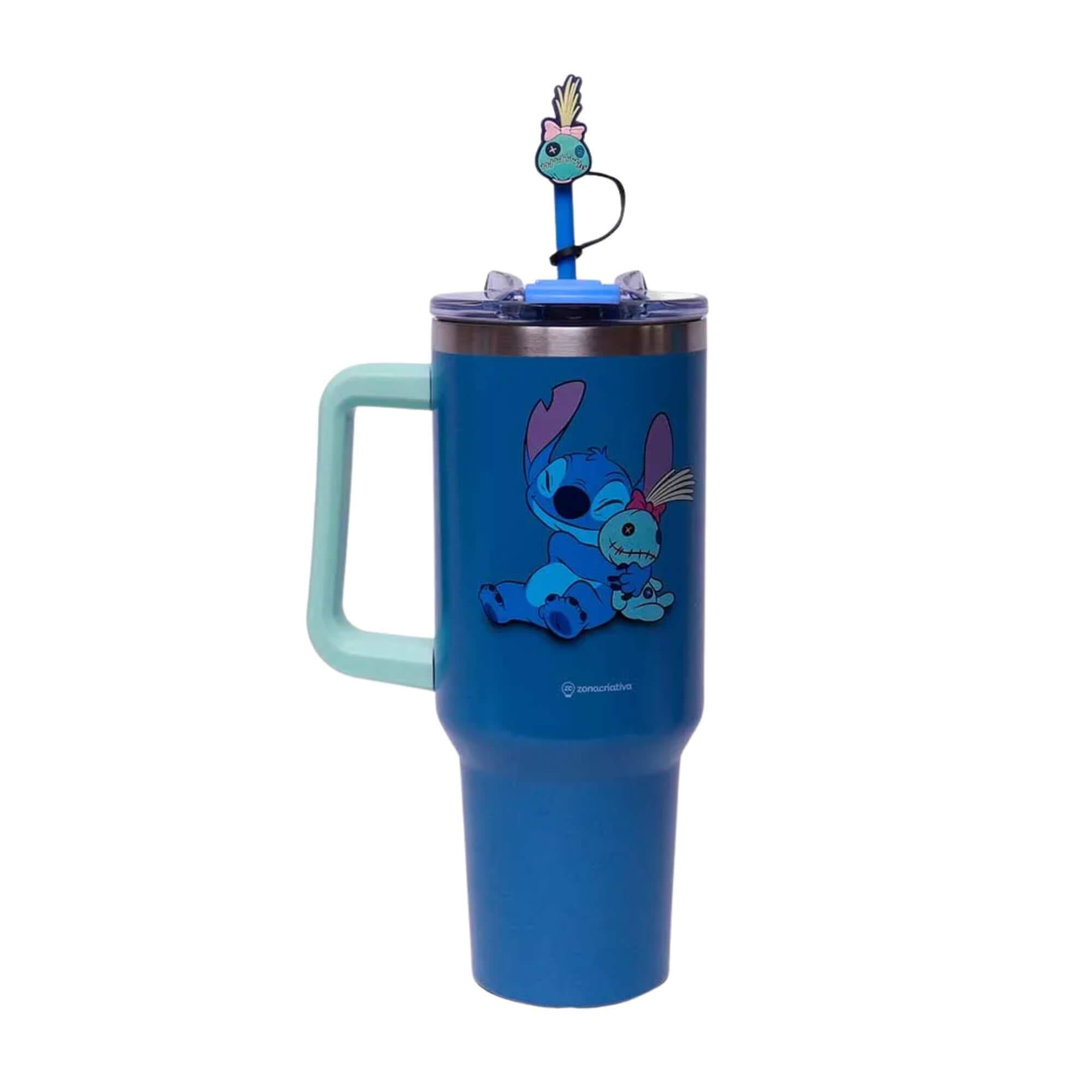 COMP Kit Stitch: Copo Tumbler Térmico 1,15L + Almofada Huggy Disney - Zona Criativa