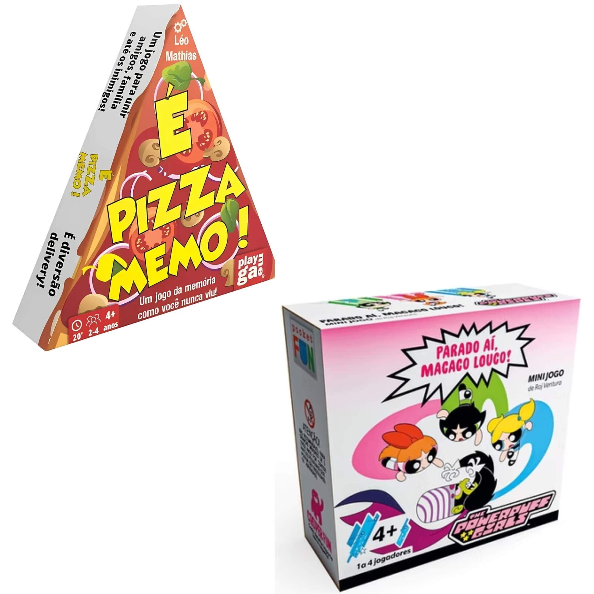 COMP Kit Jogos Infantis 4+ Anos: Jogo da Memória Pizza + Mini Jogo As Meninas Superpoderosas