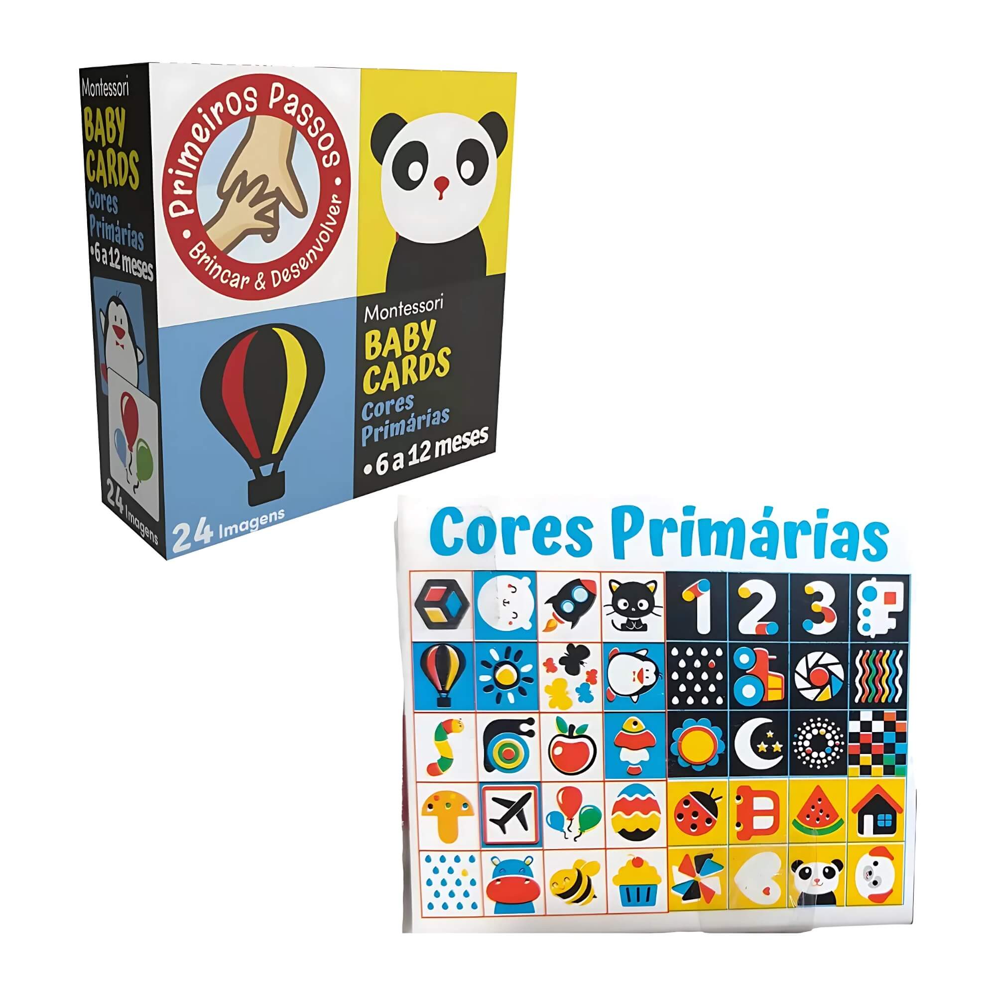 COMP Kit Montessori Baby Cards 6-12 Meses Cooper Fun: Cores Primárias + Cartas Baby Contraste