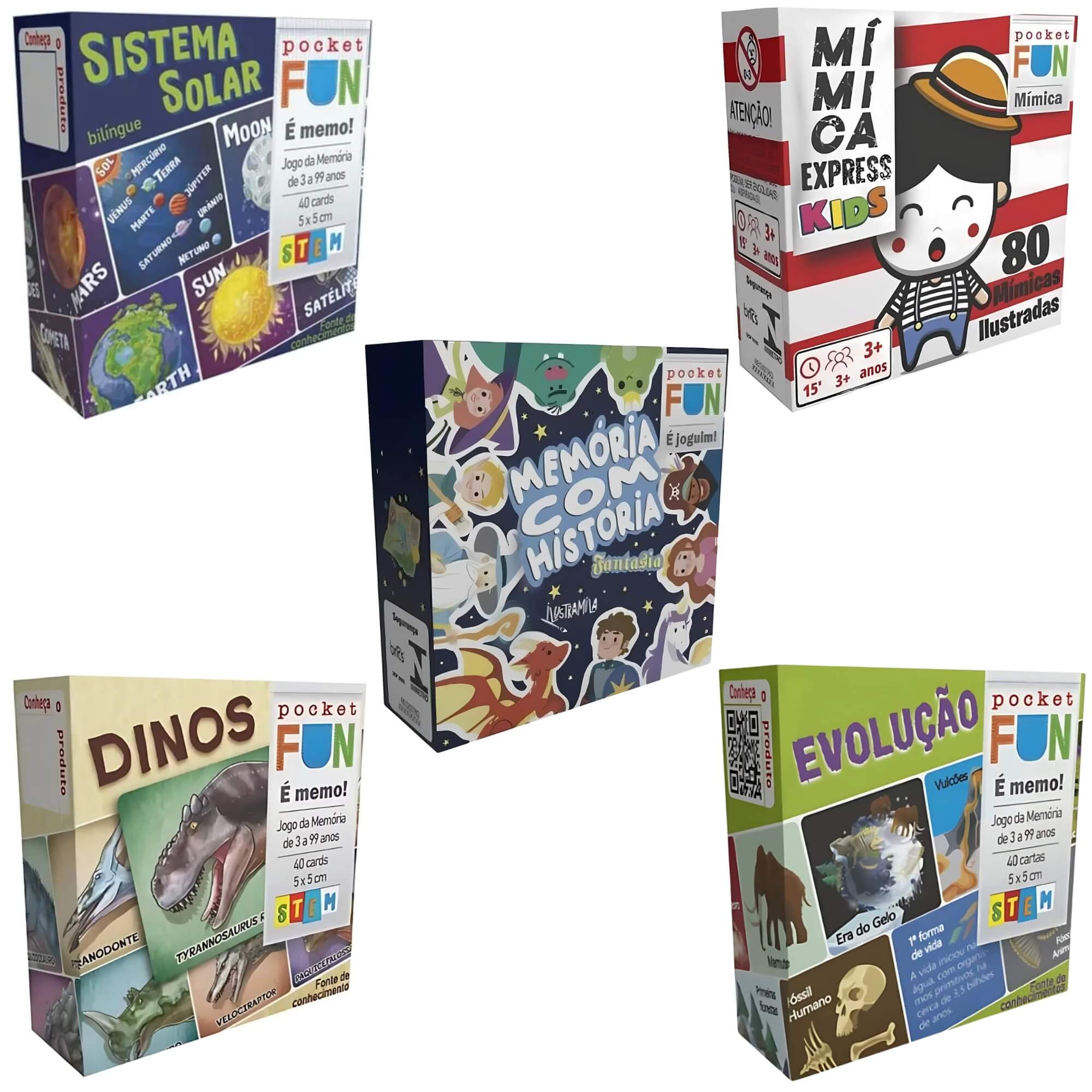 COMP Kit 5 Jogos Educativos 3+ Anos: Memória e Mímica de Temas Variados - Cooper Fun