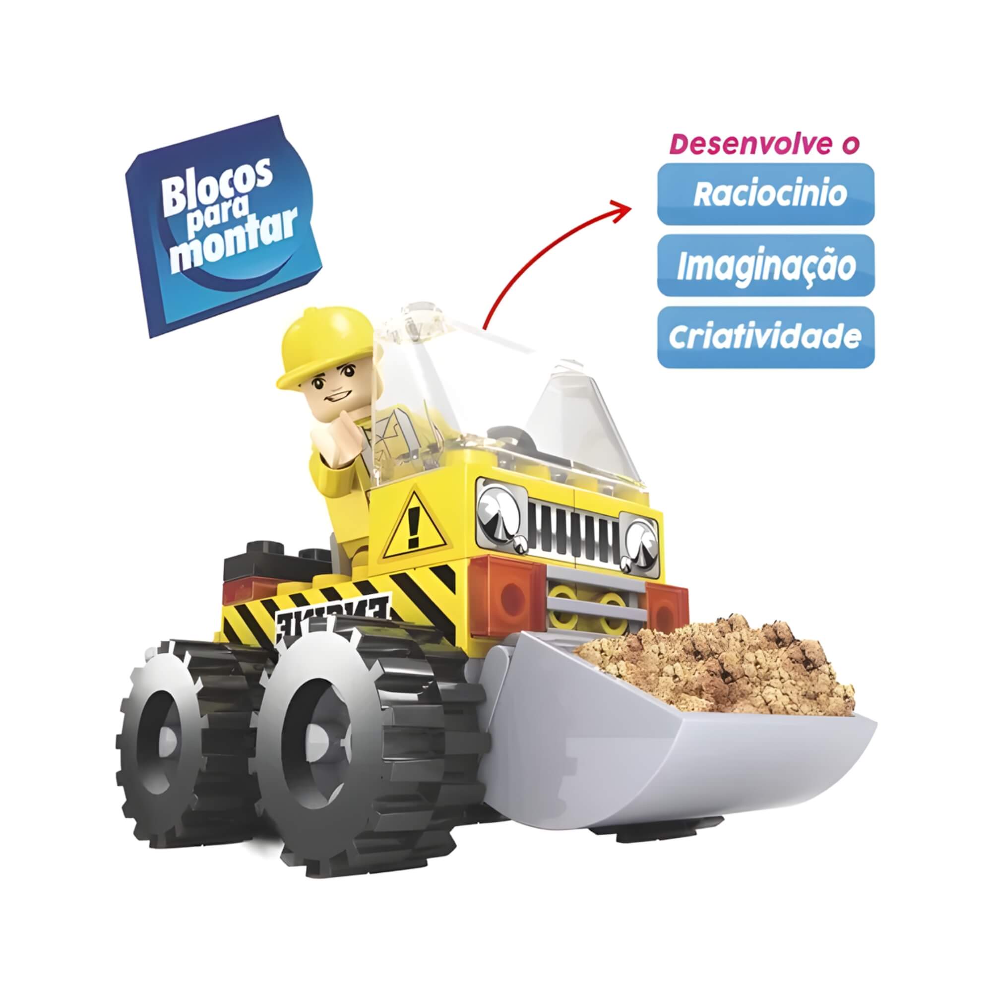 Brinquedo Infantil Blocos de montar Cidade em Obras Mini Patrola 60 Peças Xalingo - 02654