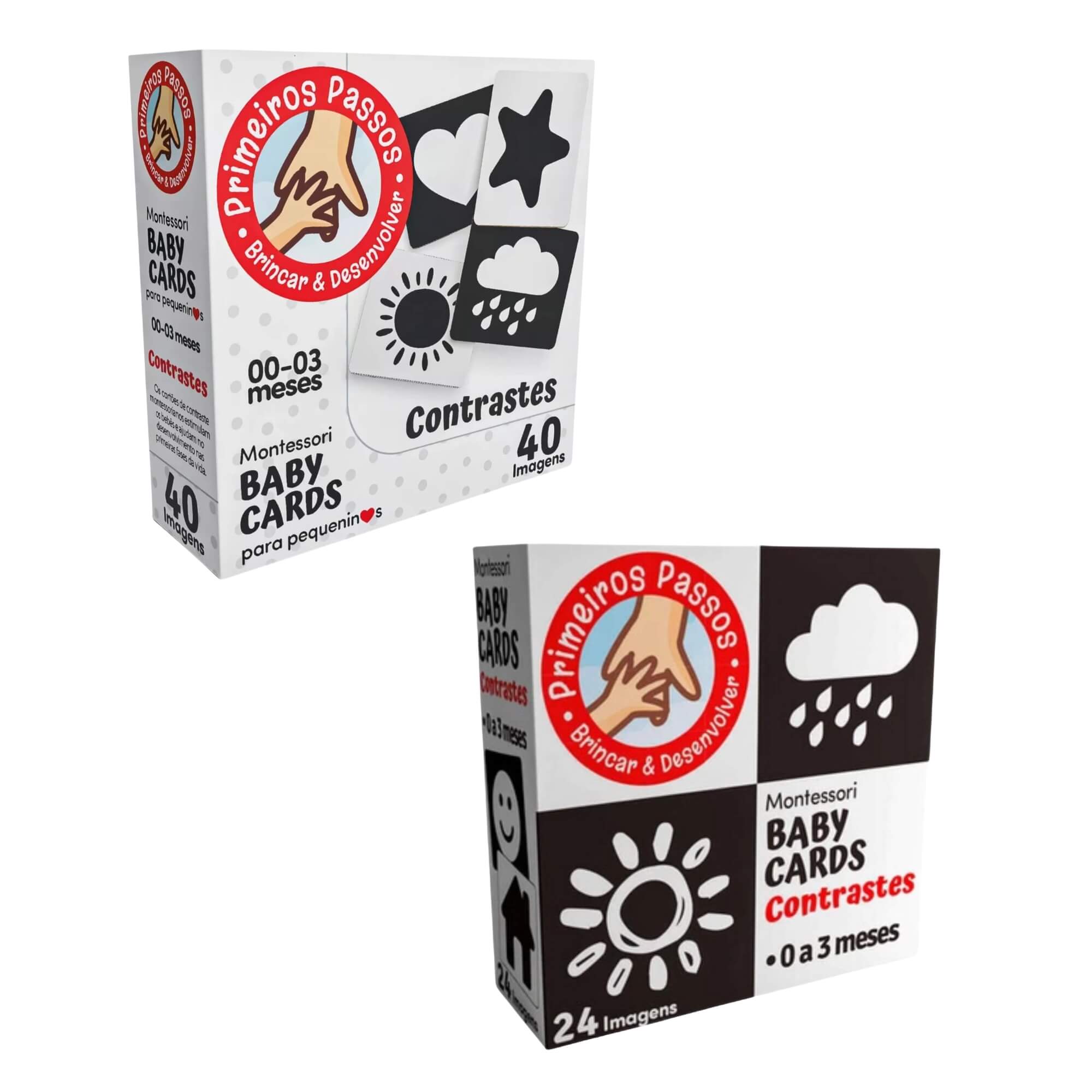 COMP Kit 2 Jogos de Cartas para Bebês 0–3 Meses: Baby Cards Montessori e Baby Cards Contraste