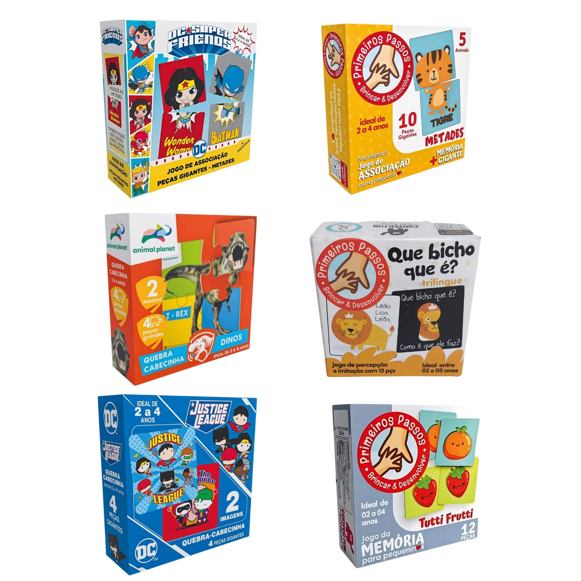 COMP Kit 6 Jogos Educativos 2+ Anos: Associação, Memória e Quebra-Cabeça Infantil - Cooper Fun
