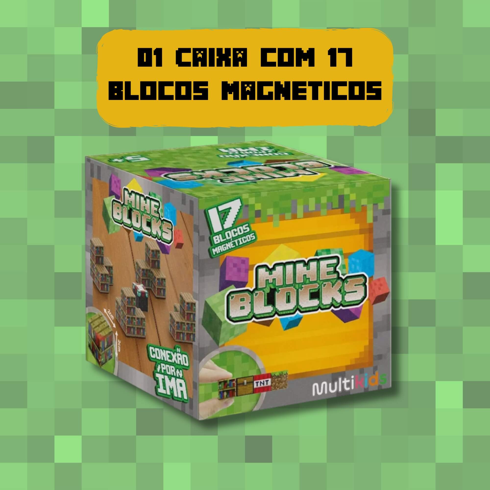 Blocos Magnéticos Mineblocks 17 Peças Modelo Sortido e Unitário Multikids - BR2510