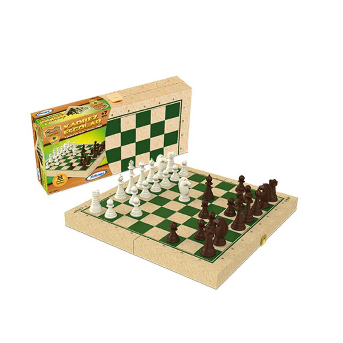 COMP Kit 40x Jogos Tradicionais em Madeira Xadrez Escolar Xalingo - 6008.7