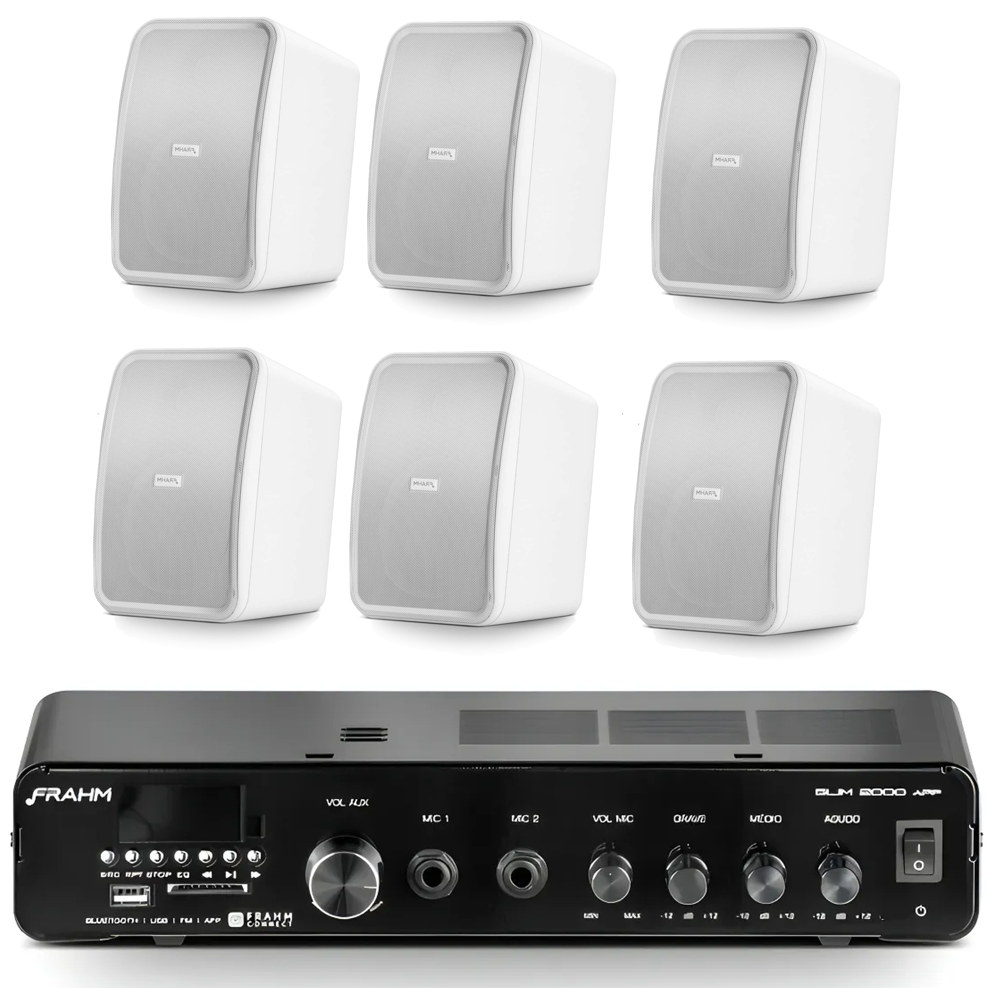 COMP Som Ambiente FRAHM 06 Caixas HS5 Branca + Amplificador 2700 Bluetooth  - FRAHM