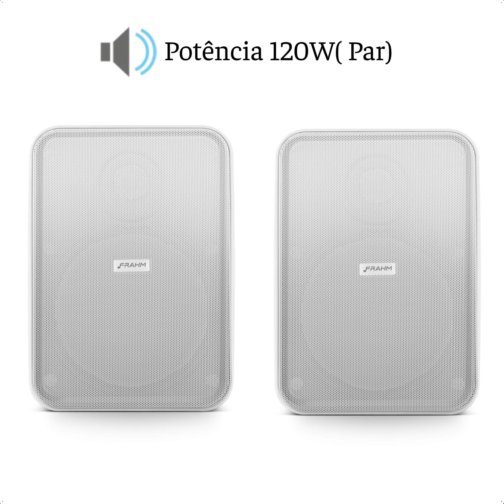 COMP Som Ambiente FRAHM 06 Caixas HS5 Branca + Amplificador 2700 Bluetooth  - FRAHM