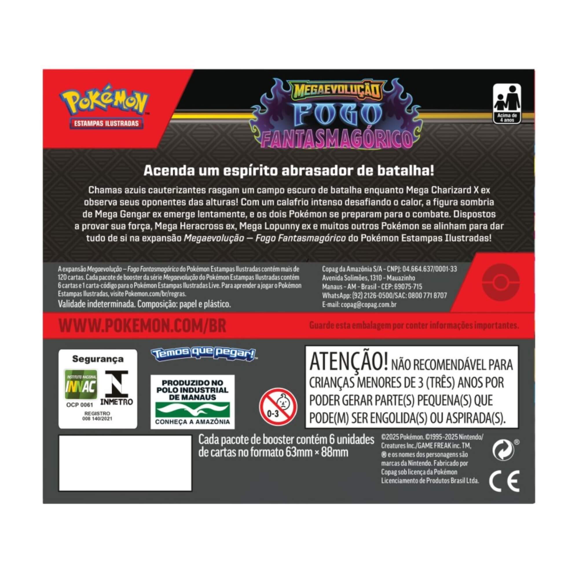 Booster Box Pokemon Megaevolução Fogo Fantasmagórico com 36 Boosters Copag - 35671