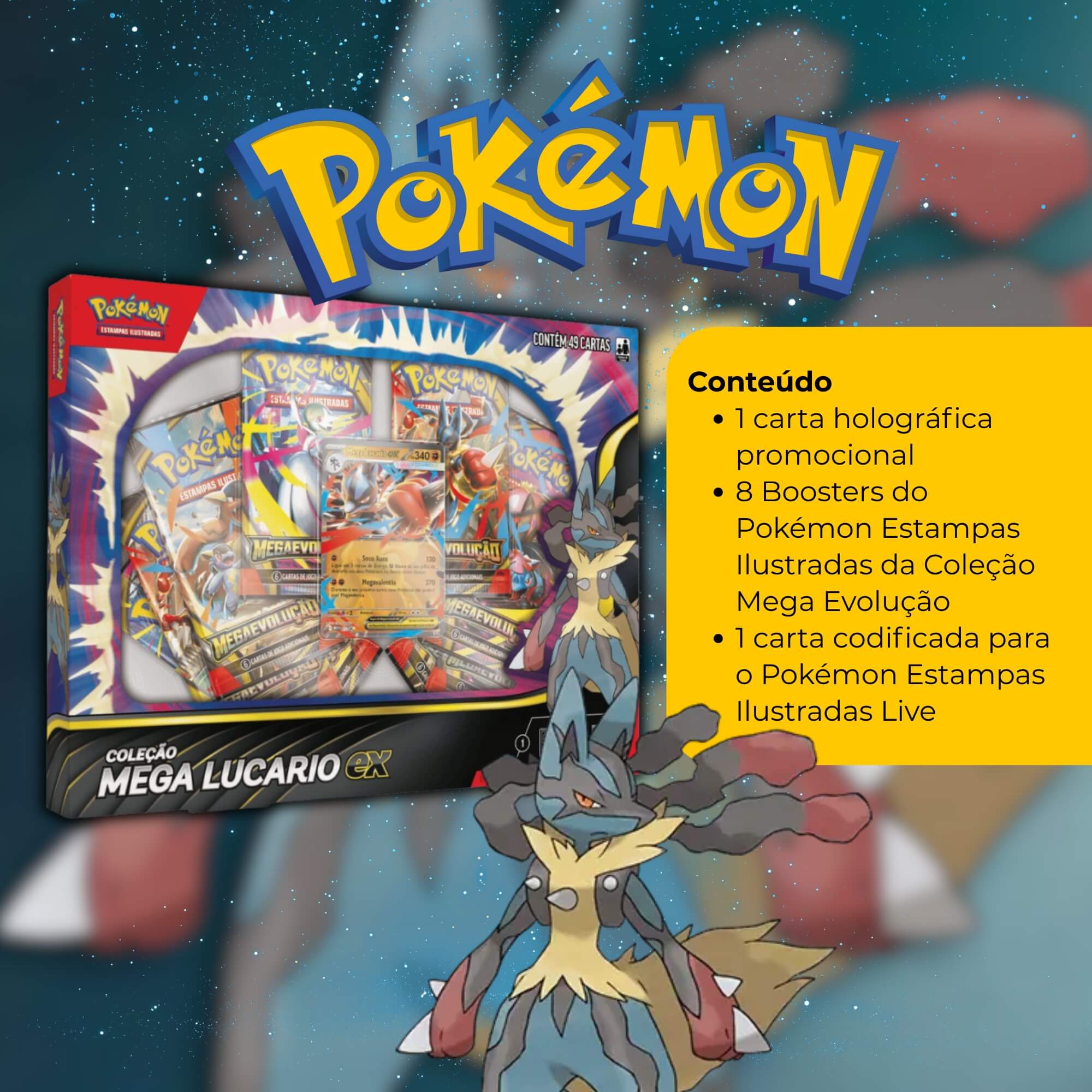 Box Pokemon Coleção Mega Lucario EX Copag - 35576