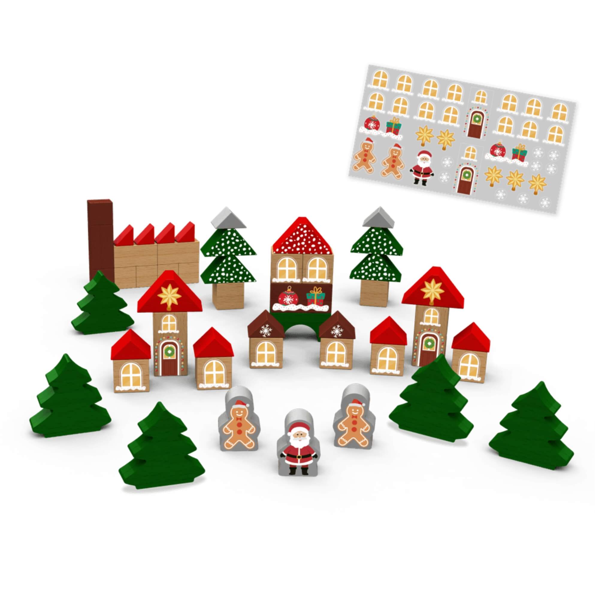Blocos de Montar de Madeira Brincando de Engenheiro Natal 60 Peças Xalingo - 13476
