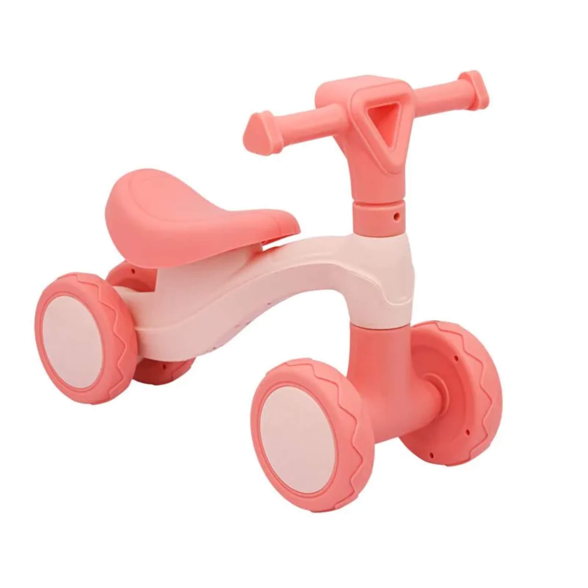 Bicicleta Andador Infantil Equilíbrio Sem Pedal 4 Rodas Rosa Zippy Toys - 11091
