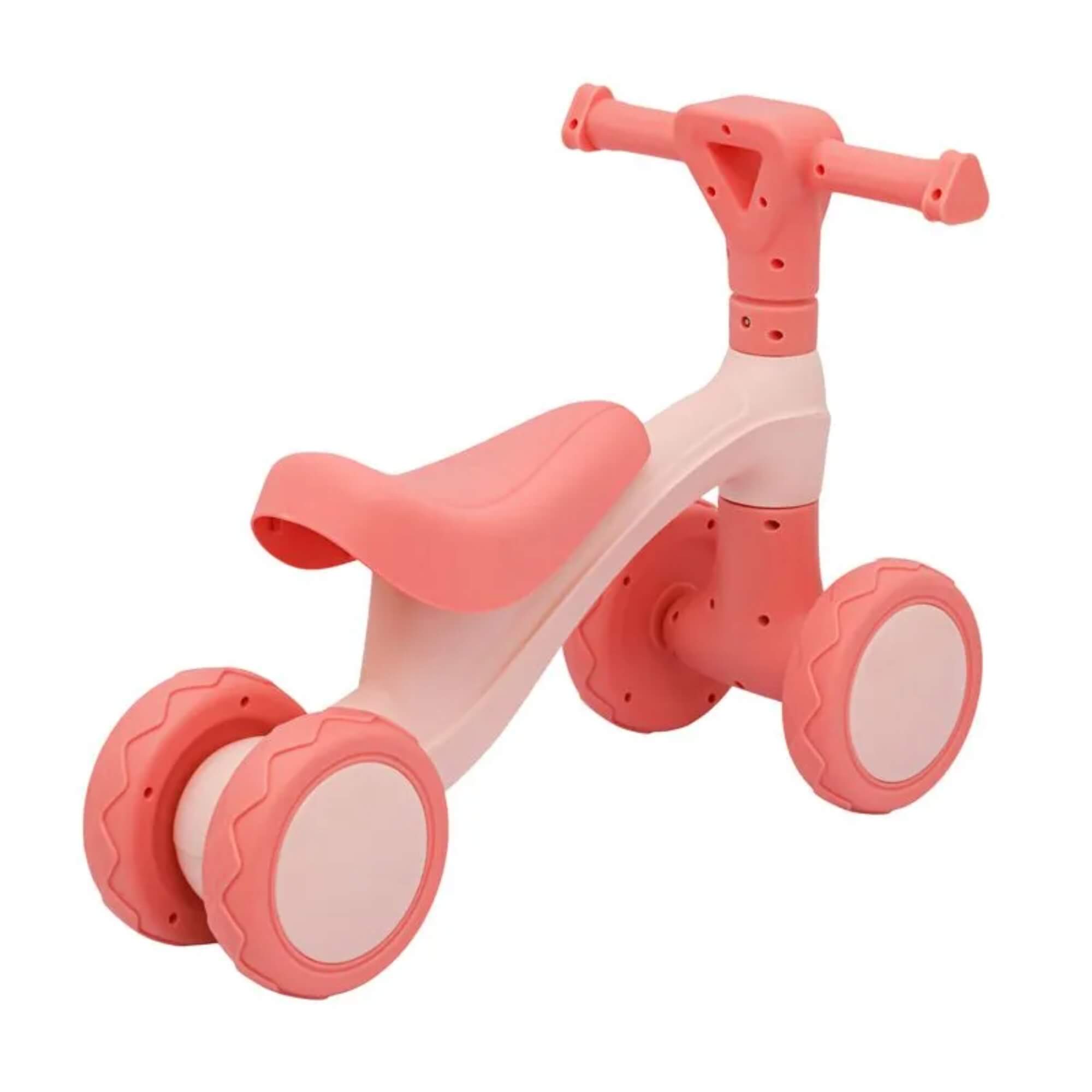 Bicicleta Andador Infantil Equilíbrio Sem Pedal 4 Rodas Rosa Zippy Toys - 11091