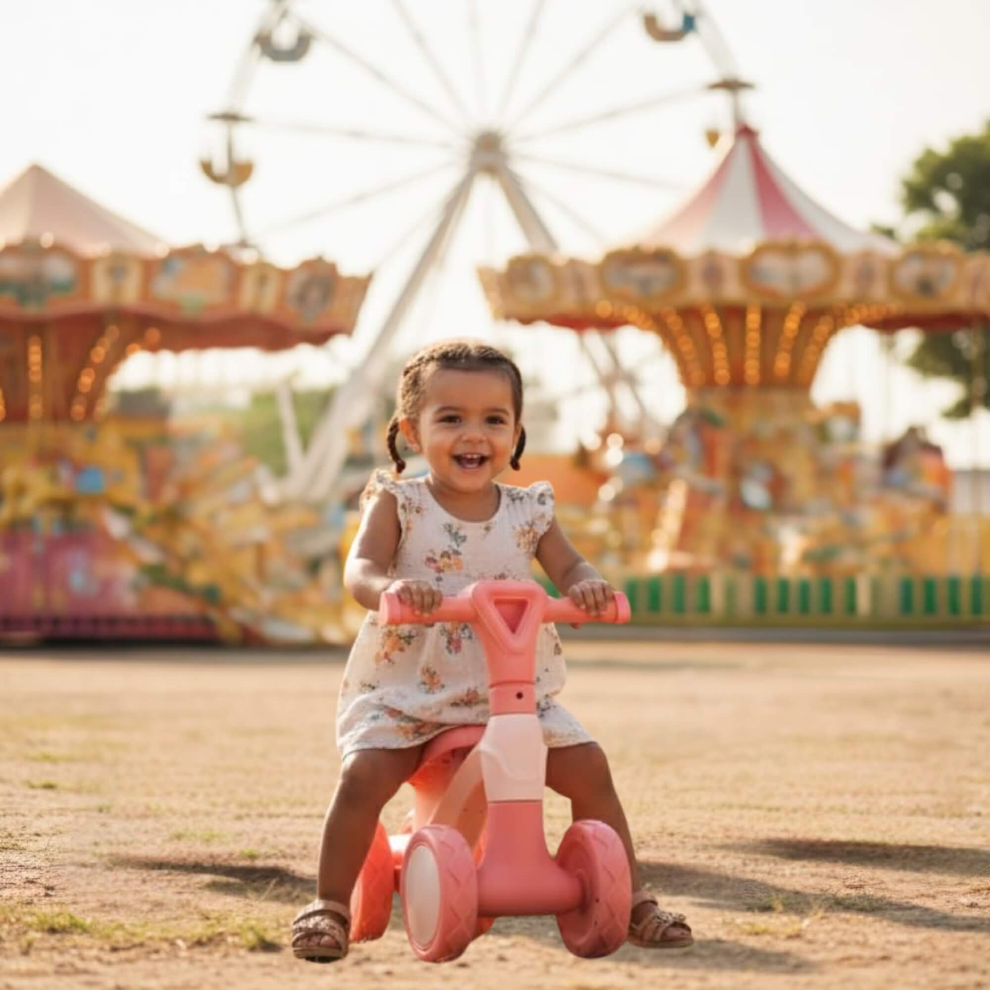 Bicicleta Andador Infantil Equilíbrio Sem Pedal 4 Rodas Rosa Zippy Toys - 11091