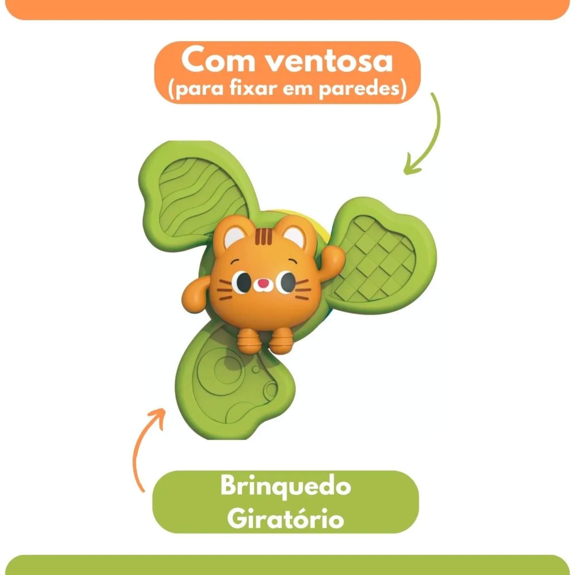Brinquedo Spin Infantil com Ventosa Gatinho Zippy Toys - 10384