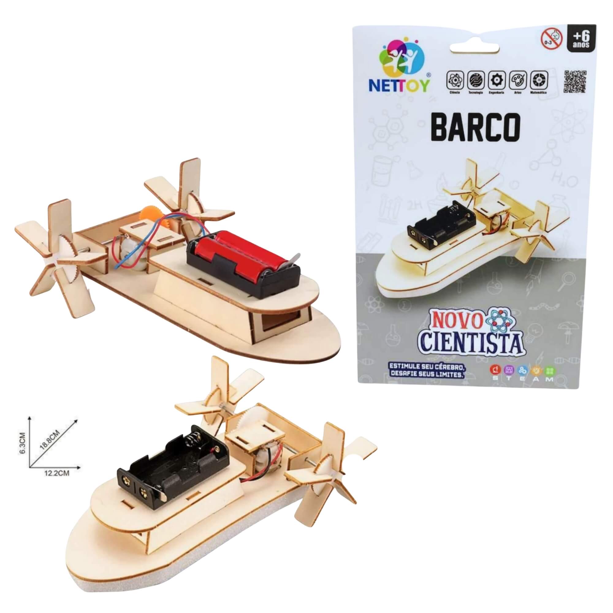 COMP Kit 5 Brinquedos Infantis Ciência Divertida 2: Circuitos, Carrossel e Barco Educativos STEAM