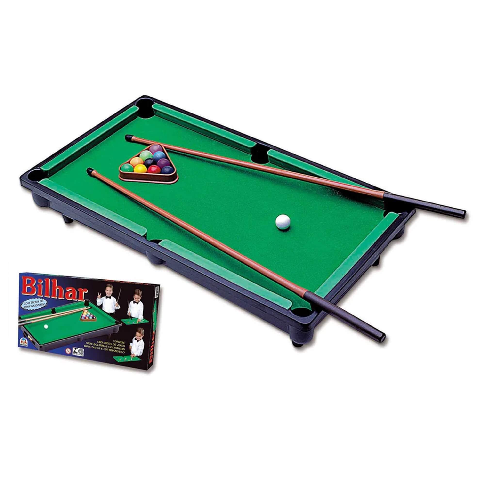 COMP Kit Brinquedos Infantis Jogos de Mesa: Futebol de Botão e Mini Bilhar com Tacos e Bolas
