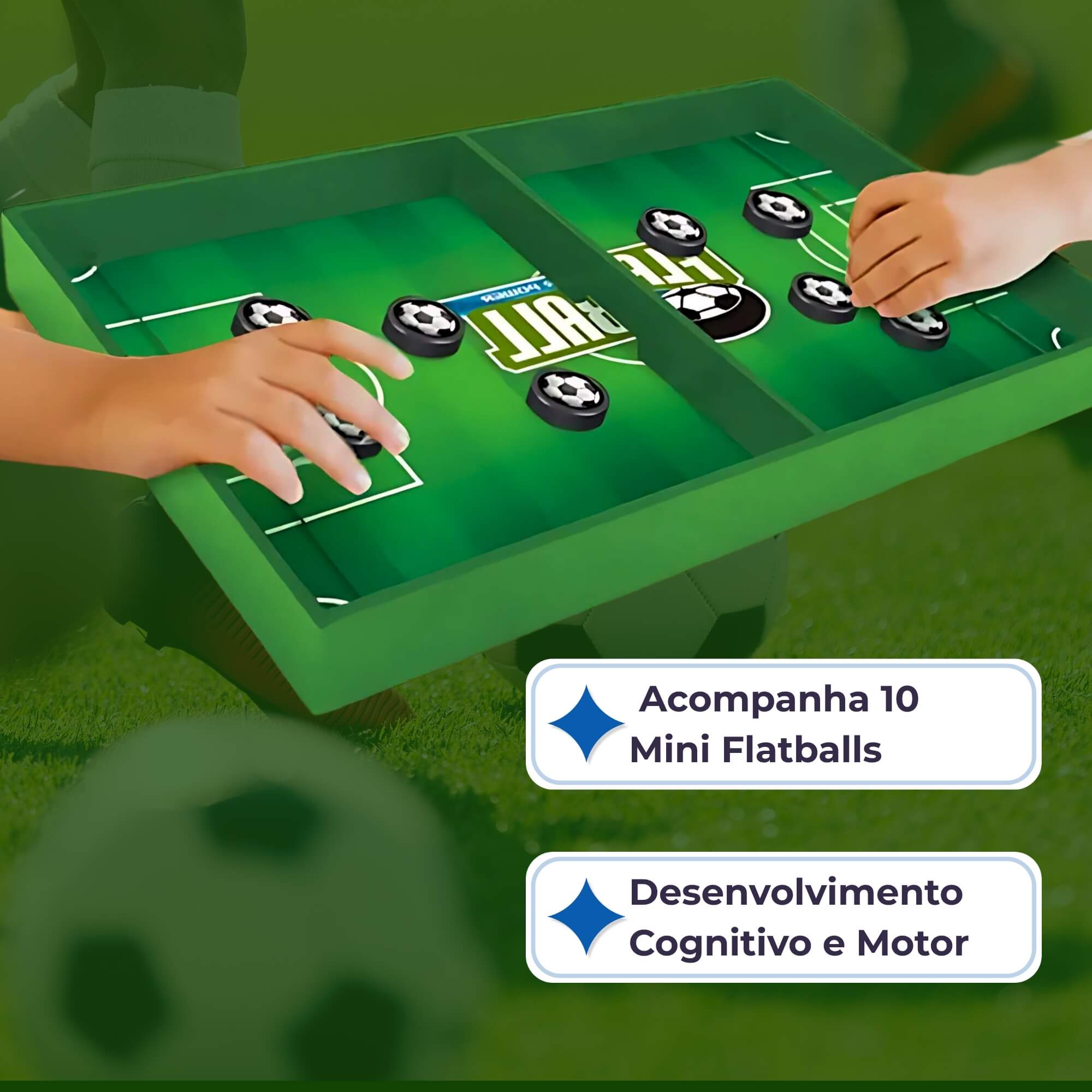 COMP Kit Brinquedos Infantis Jogos de Mesa: Futebol de Botão e Mini Bilhar com Tacos e Bolas