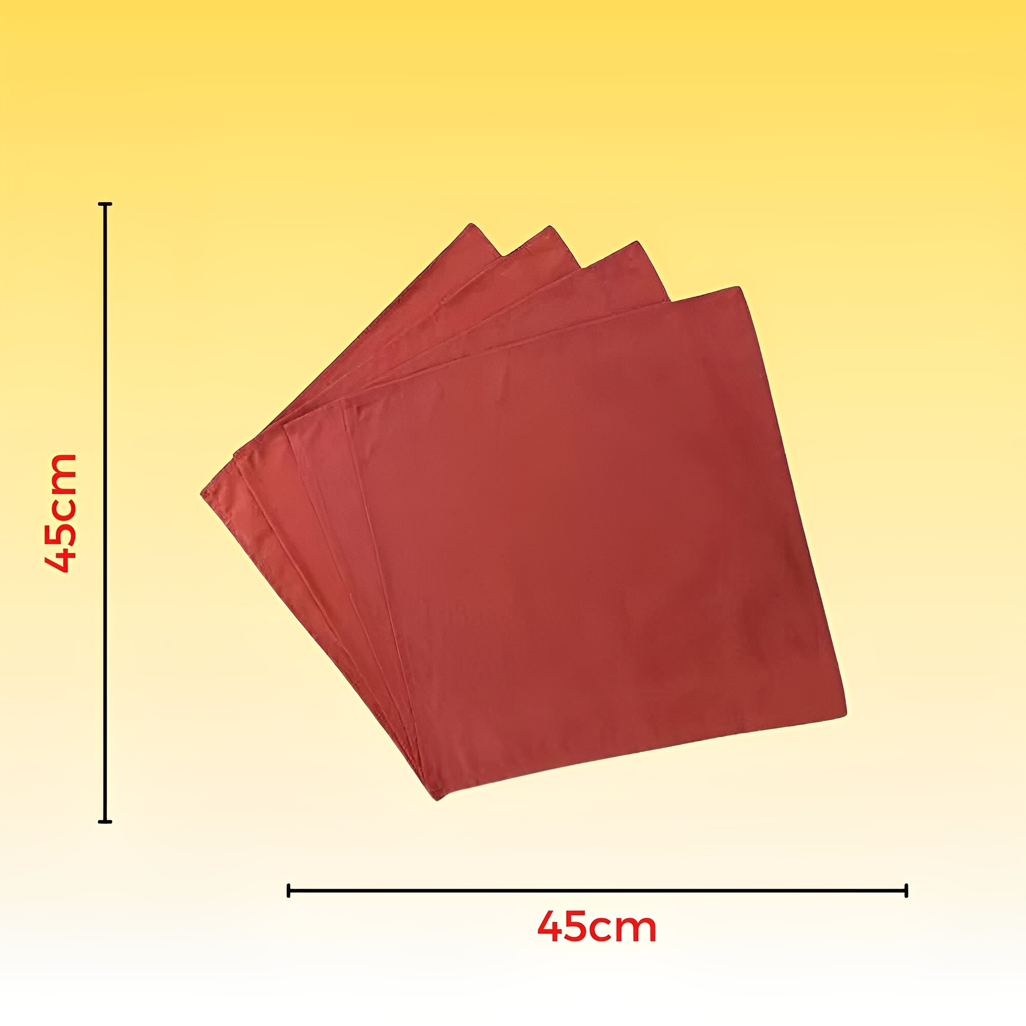 COMP Kit Decoração de Natal: 4 Guardanapos de Algodão Vermelhos + 4 Argolas de Metal Douradas