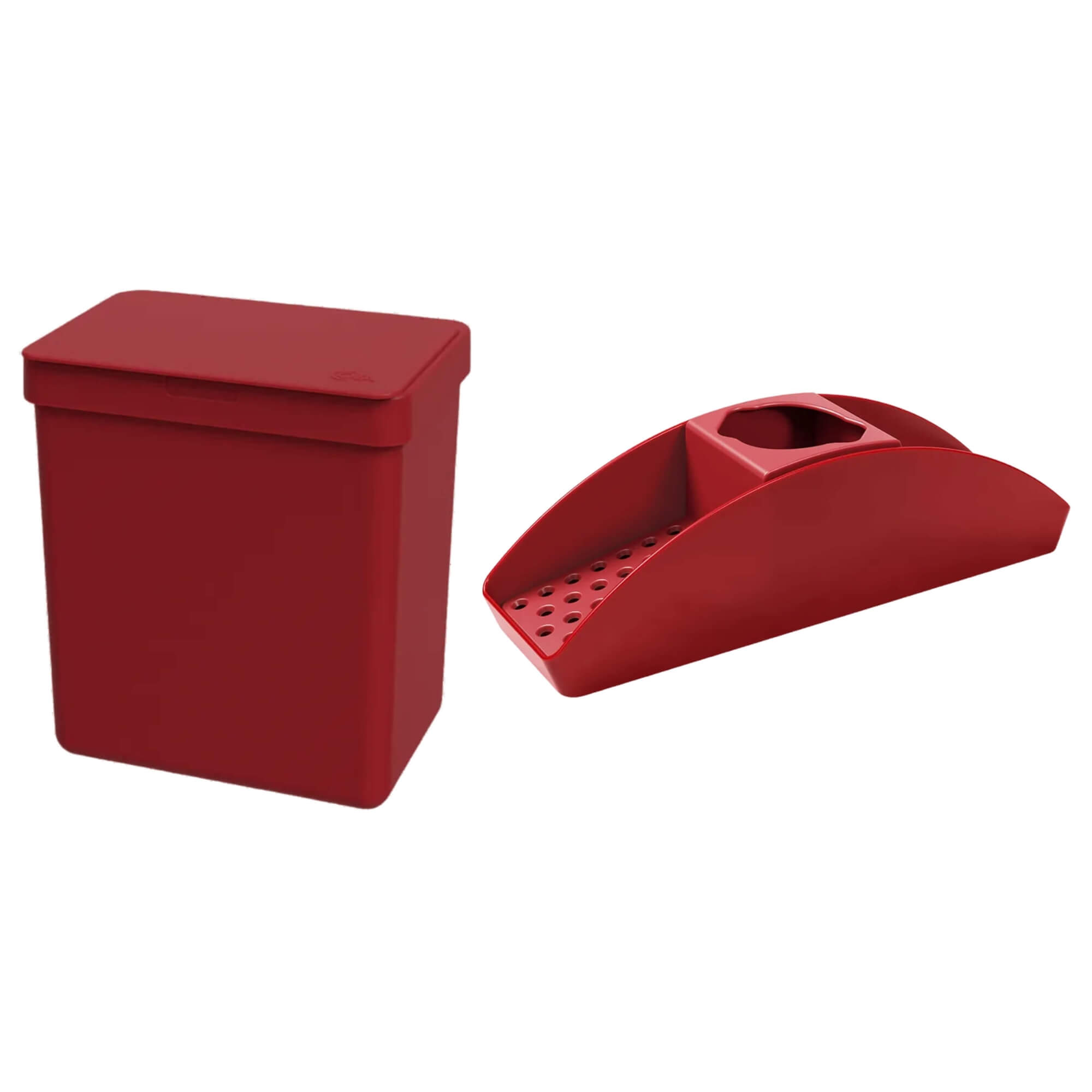 Kit Cozinha Vermelho Bold: Lixeira com Tampa 2,5L + Organizador de Pia Brinox Coza