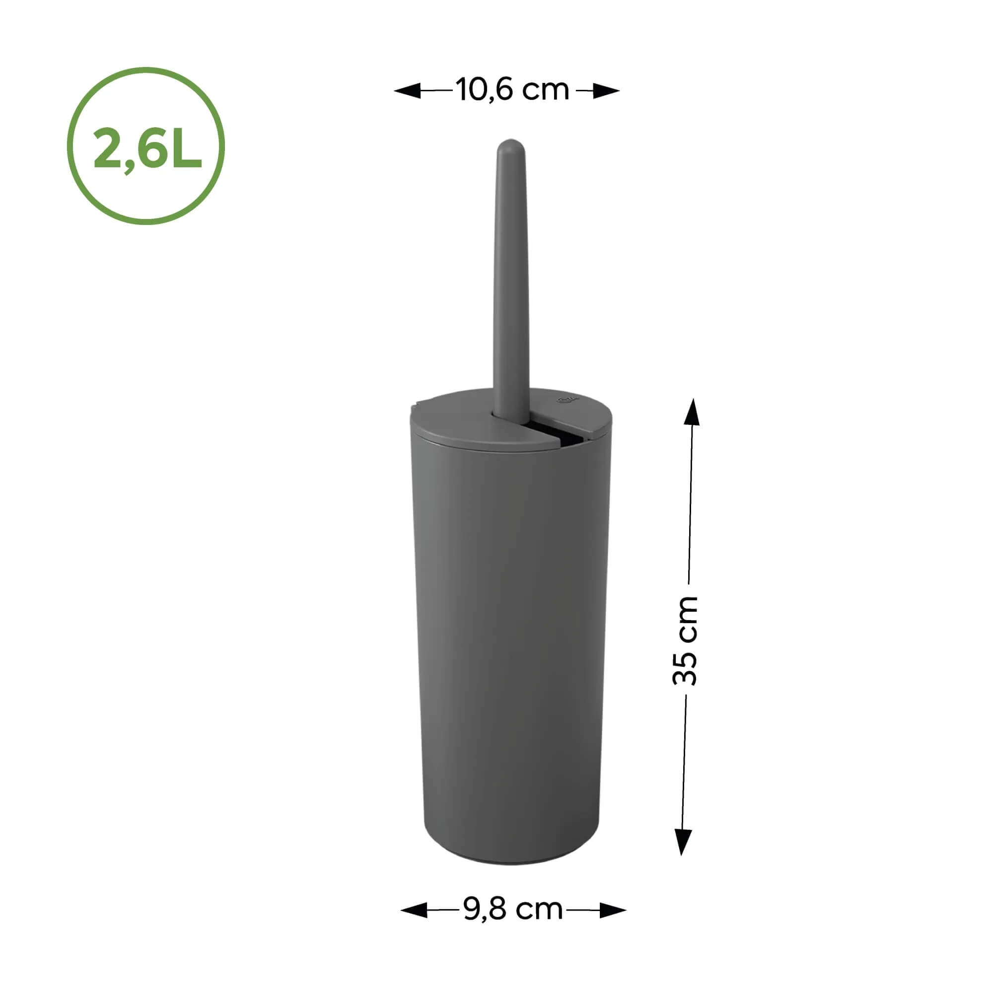 COMP Kit Banheiro Coza Brinox Serene Cinza Claro: Lixeira 5L + Escova Sanitária