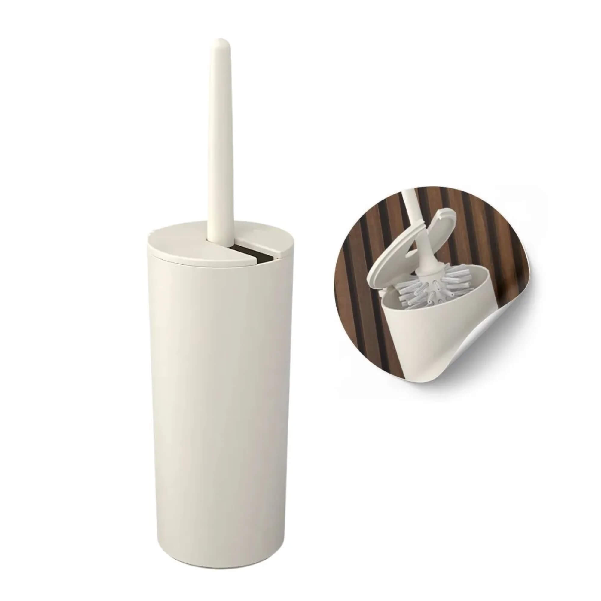 COMP Kit Banheiro Coza Brinox Serene Cinza Claro: Lixeira 5L + Escova Sanitária