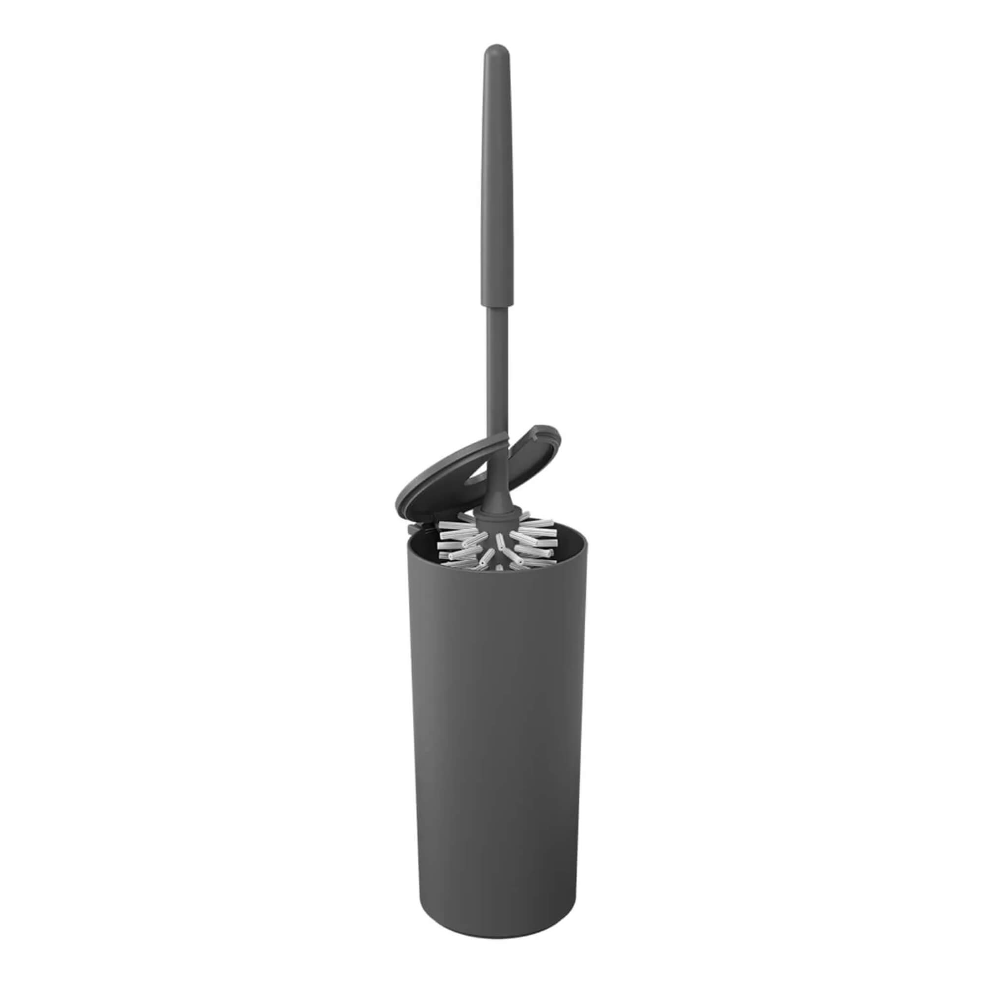 COMP Kit Banheiro Coza Brinox Serene Cinza Chumbo: Lixeira 5L + Escova Sanitária