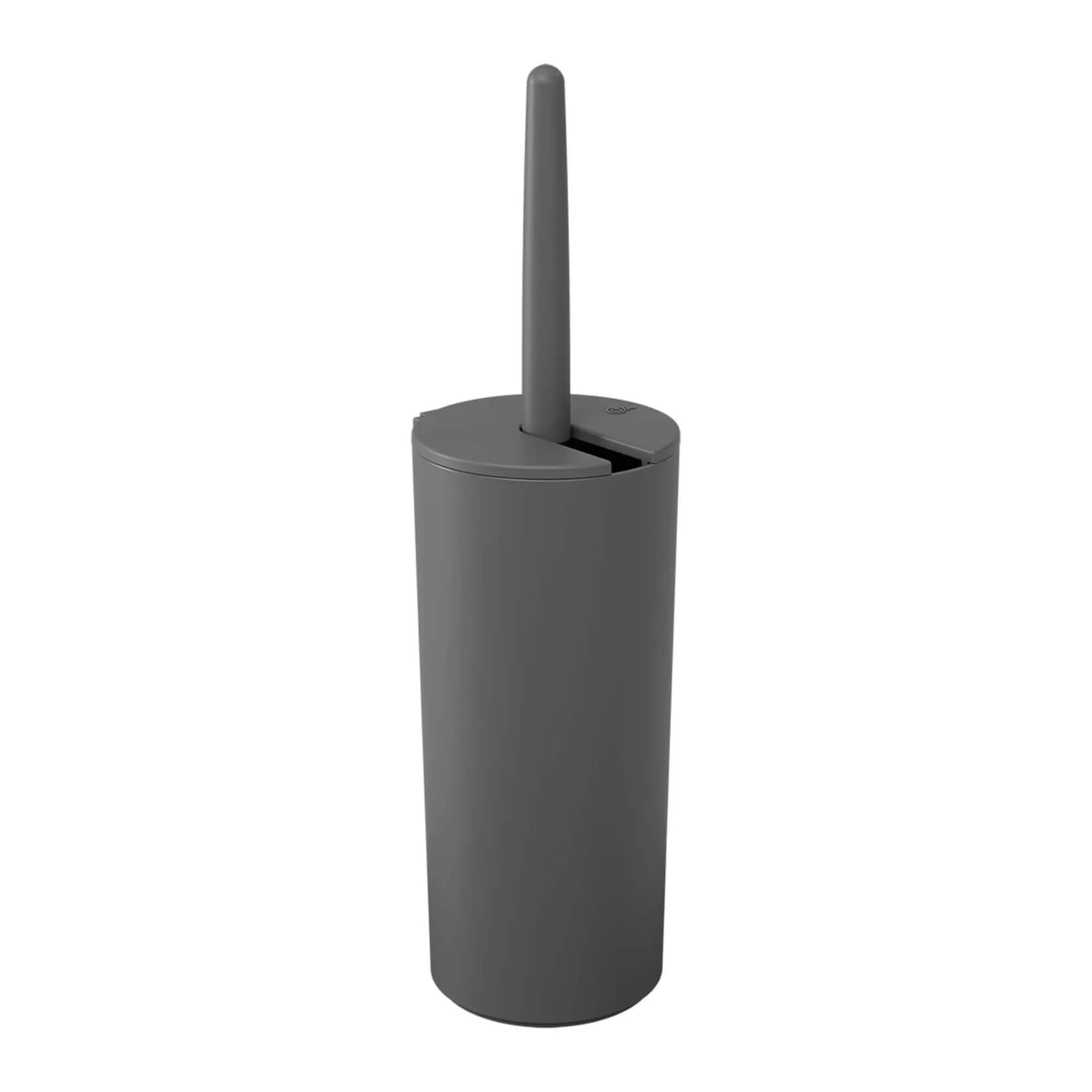 COMP Kit Banheiro Coza Brinox Serene Cinza Chumbo: Lixeira 5L + Escova Sanitária