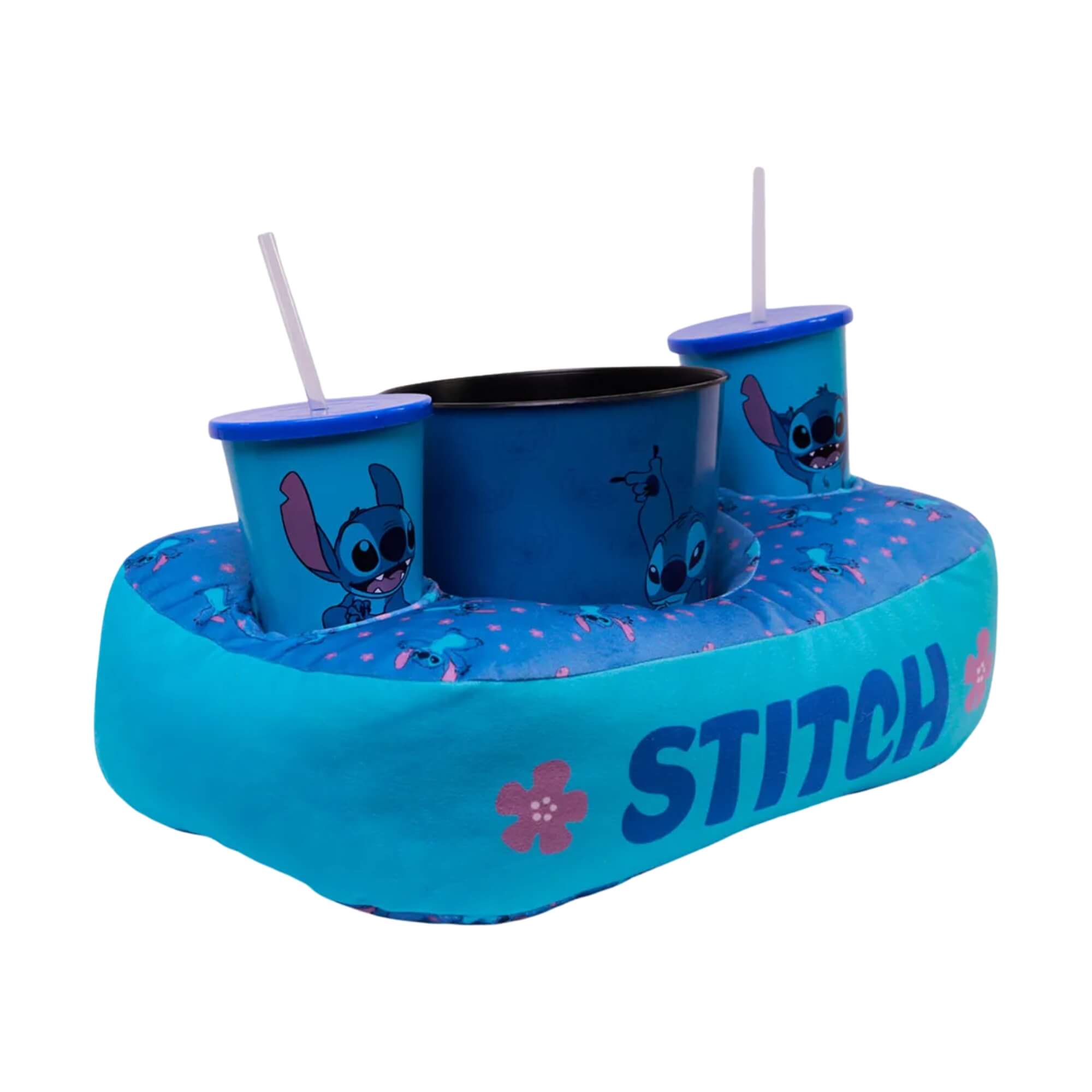 COMP Kit Disney Stitch Zona Criativa: Almofada Pipoca com 2 Copos e Balde + Almofada Formato