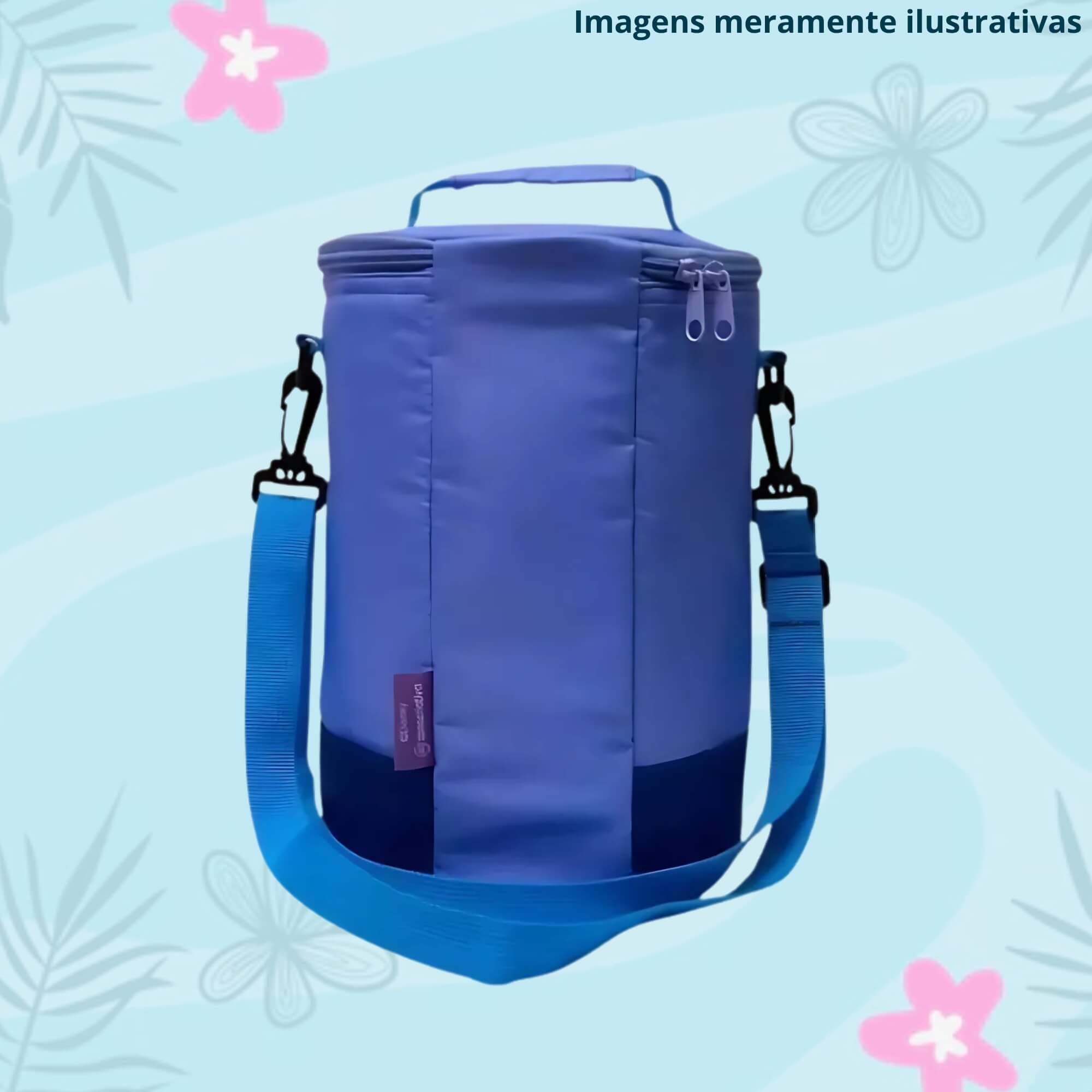 COMP Kit Verão com Stitch Disney: Toalha de Praia 2 em 1 Sacola e Bolsa Térmica Cilíndrica 9L