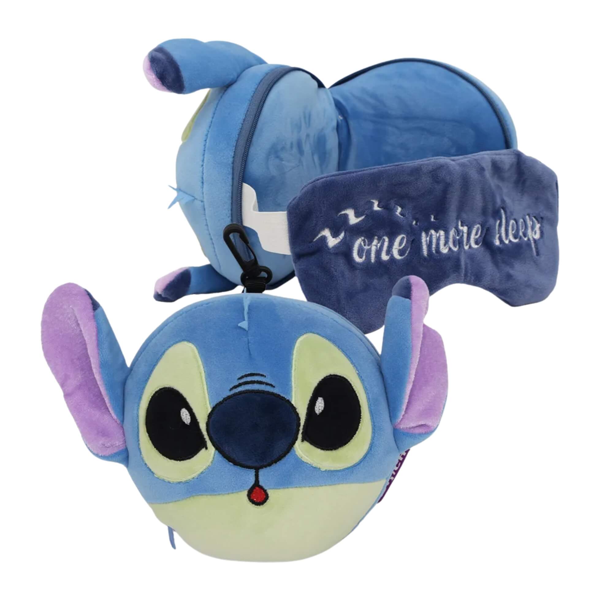 COMP Kit Soneca com Stitch Disney: Almofada com Manta + Máscara de Dormir com Almofada