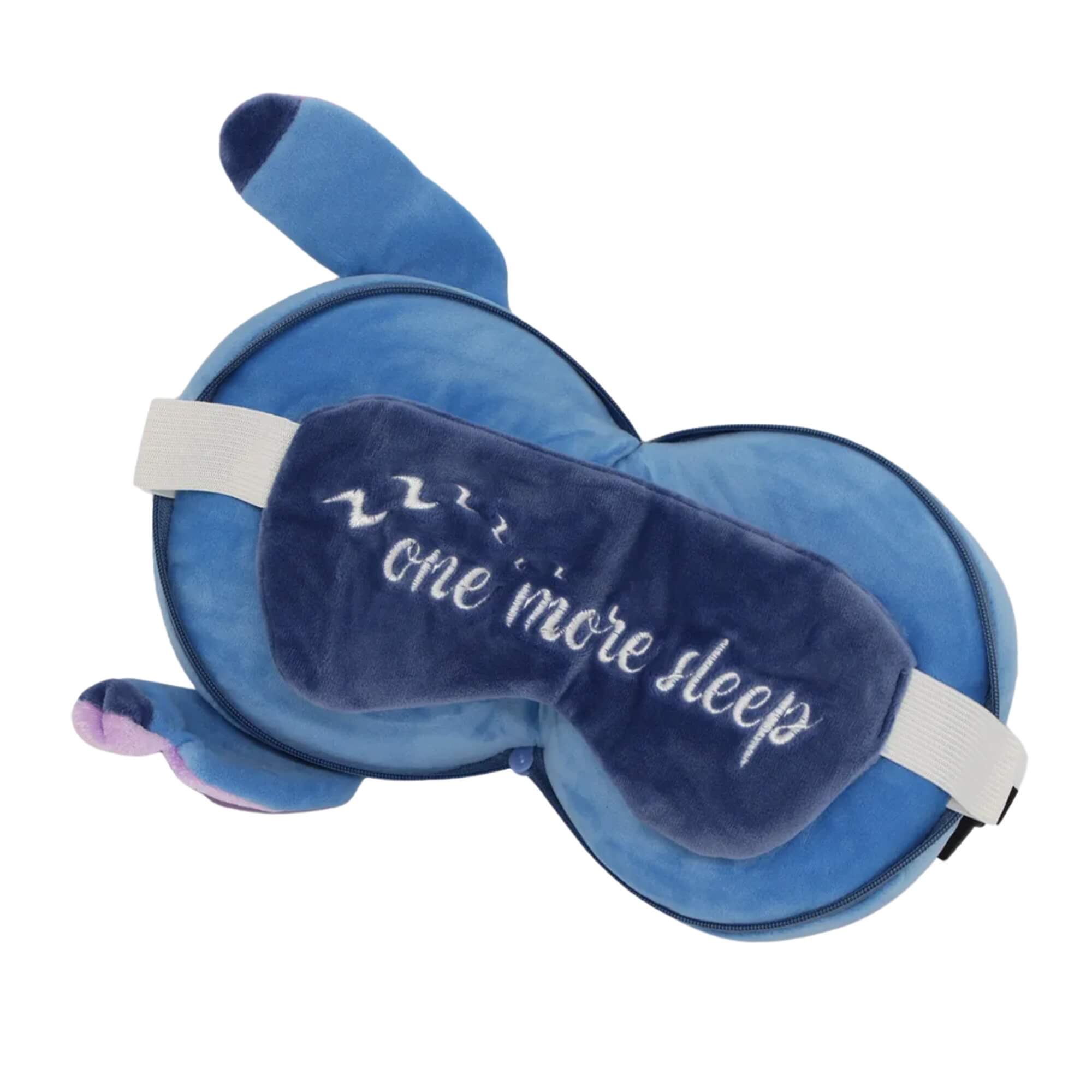 COMP Kit Soneca com Stitch Disney: Almofada com Manta + Máscara de Dormir com Almofada