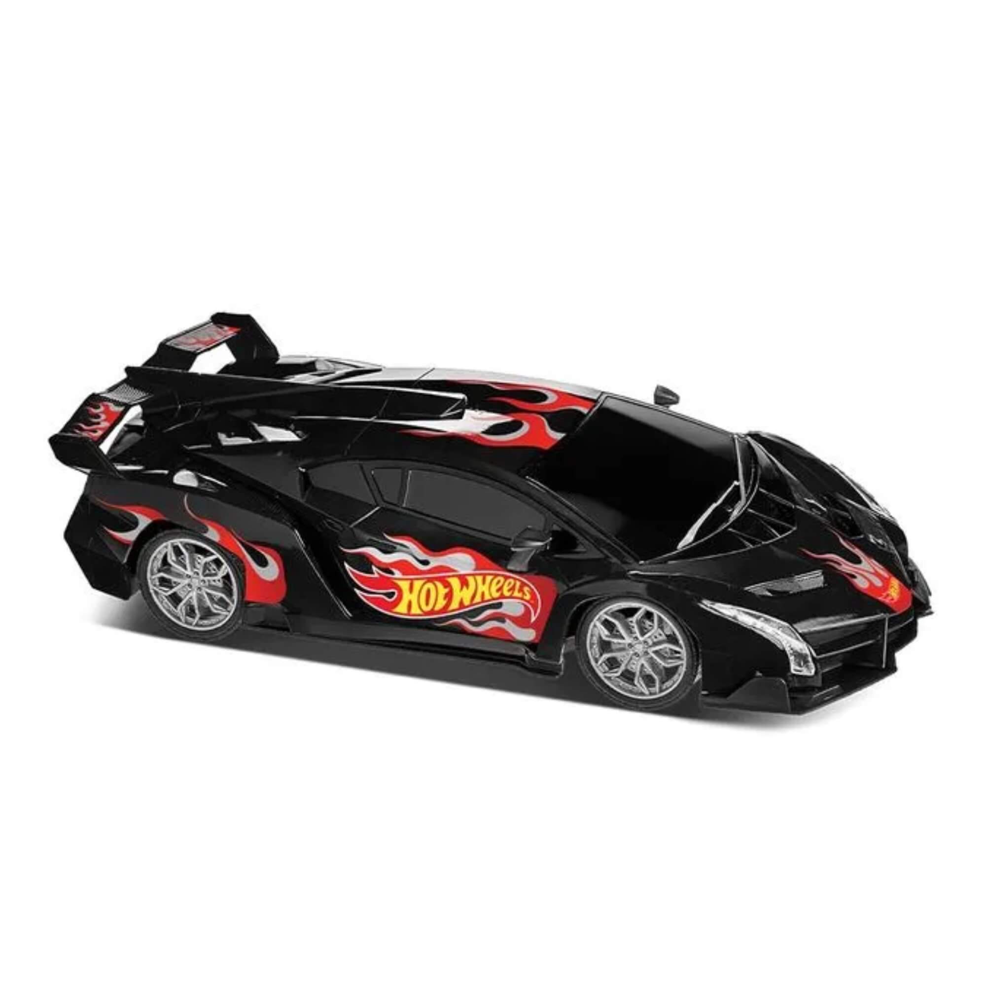COMP Kit Brinquedos Infantis 2 Carrinhos de Controle Remoto Hot Wheels: Vermelho e Preto 4+ Anos