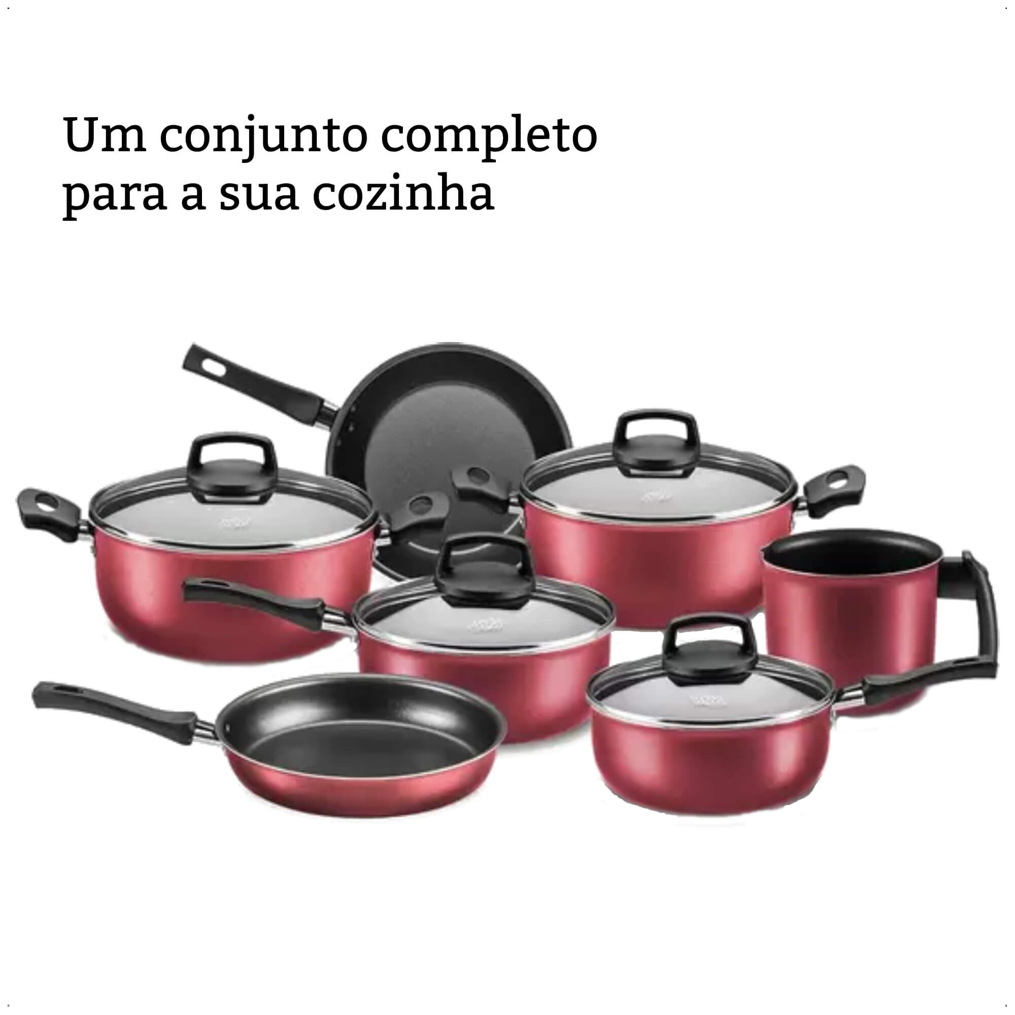 VAR Conjunto de Panelas Antiaderente Safira MTA 5 ou 7 peças (Escolha o Modelo) Peças:7 peças