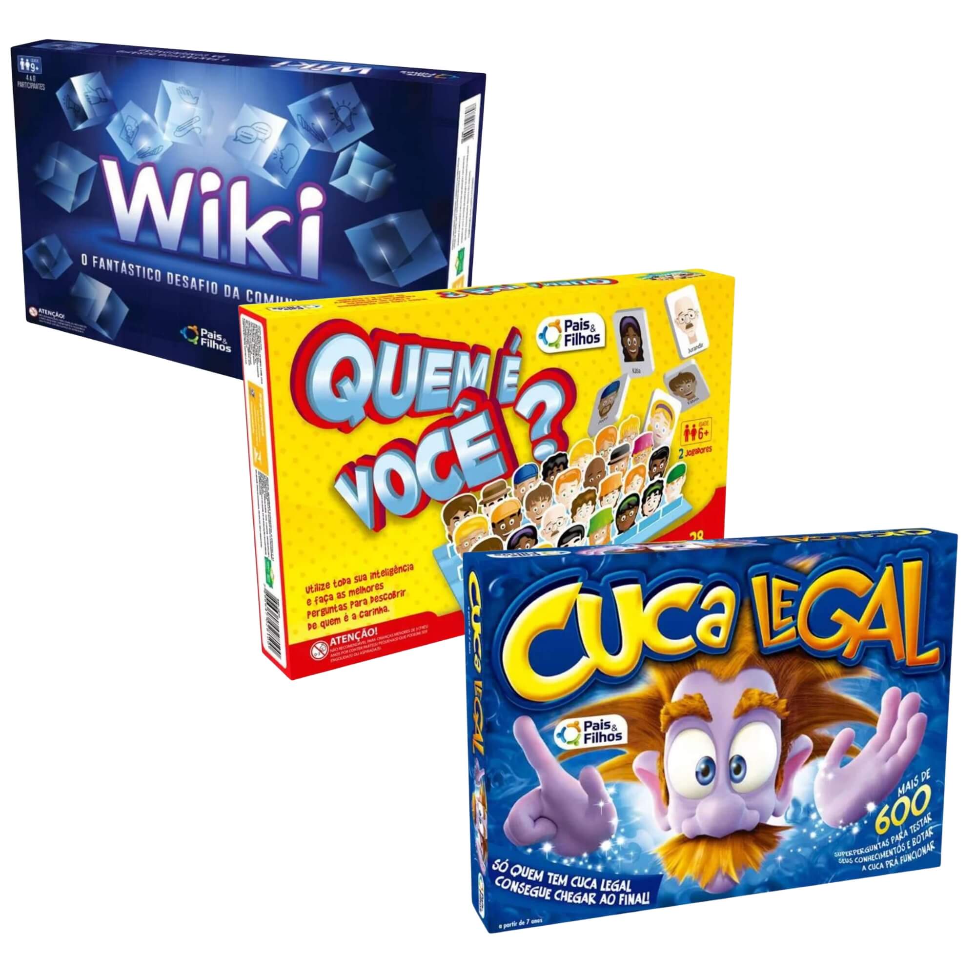 COMP Kit 3 Jogos Educativos Pais e Filhos: Wiki, Quem é Você e Cuca Legal (6+ Anos)