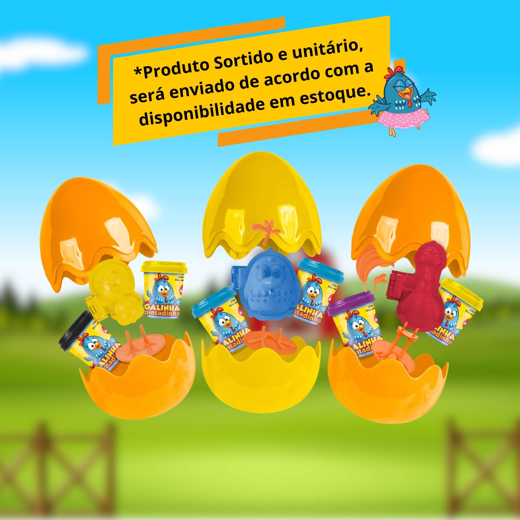 COMP Kit Brincando com Galinha Pintadinha: 2 Massinhas + Baby Van + Ovo Surpresa (3+ Anos)