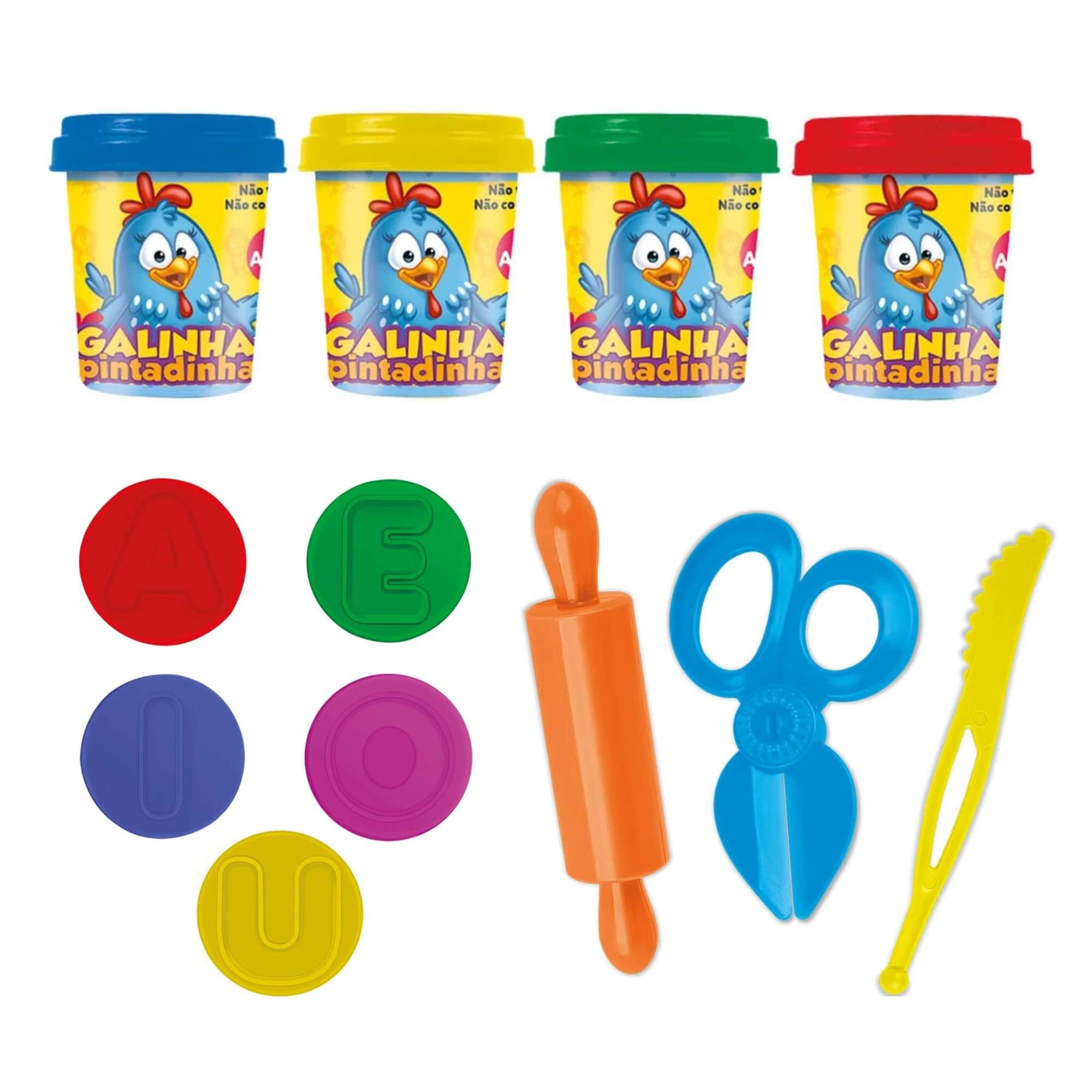 COMP Kit Brincando com Galinha Pintadinha: 2 Massinhas + Baby Van + Ovo Surpresa (3+ Anos)