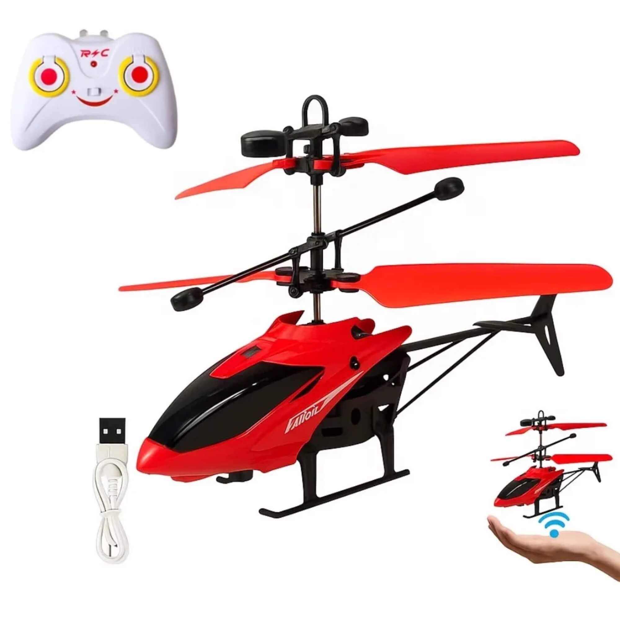 Brinquedo Infantil Helicóptero Remoto Sensor na cor Vermelha Zippy Toys - 11137