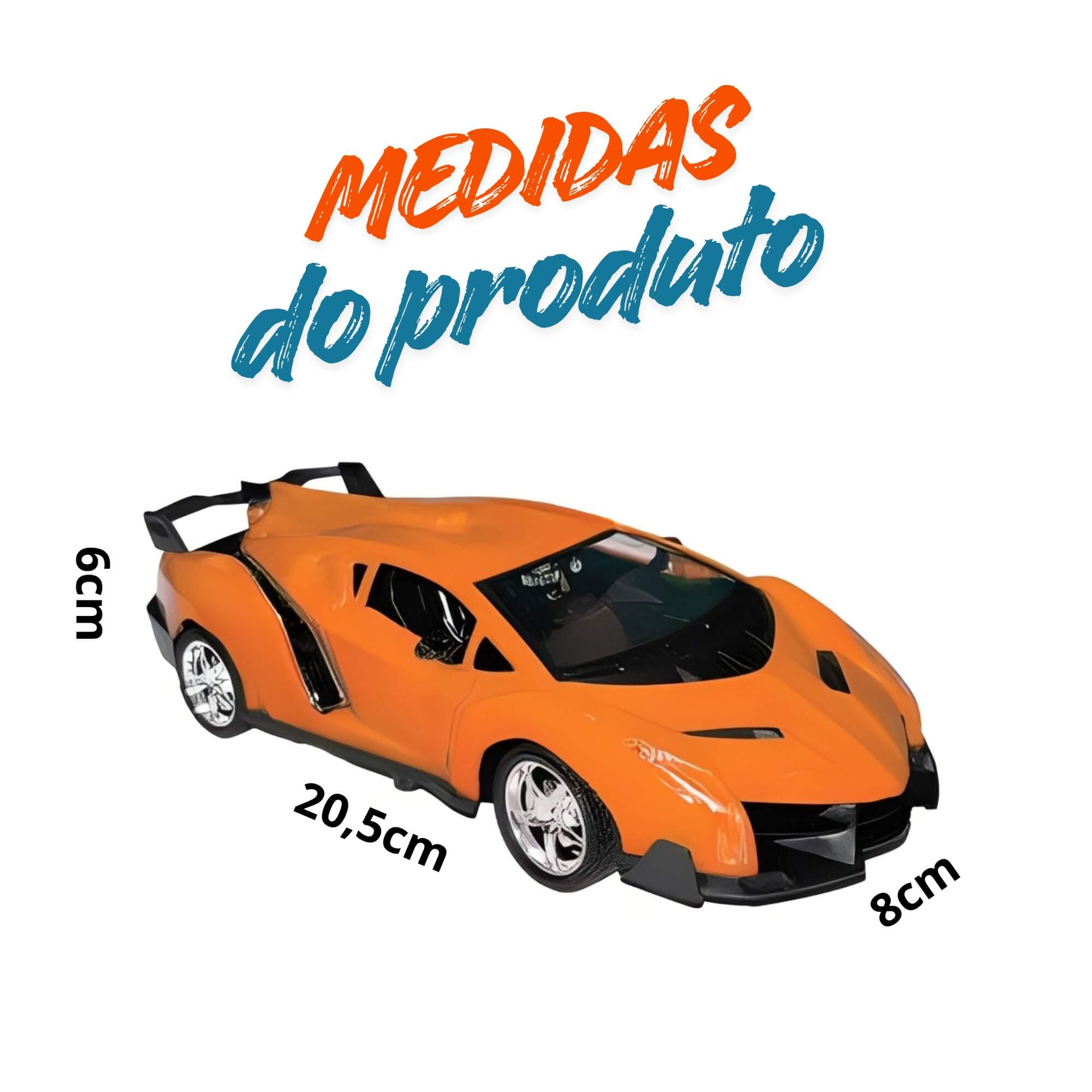 Brinquedo Infantil Carro Esportivo Laranja com Controle Remoto, Luz e Som Zippy Toys - 11130