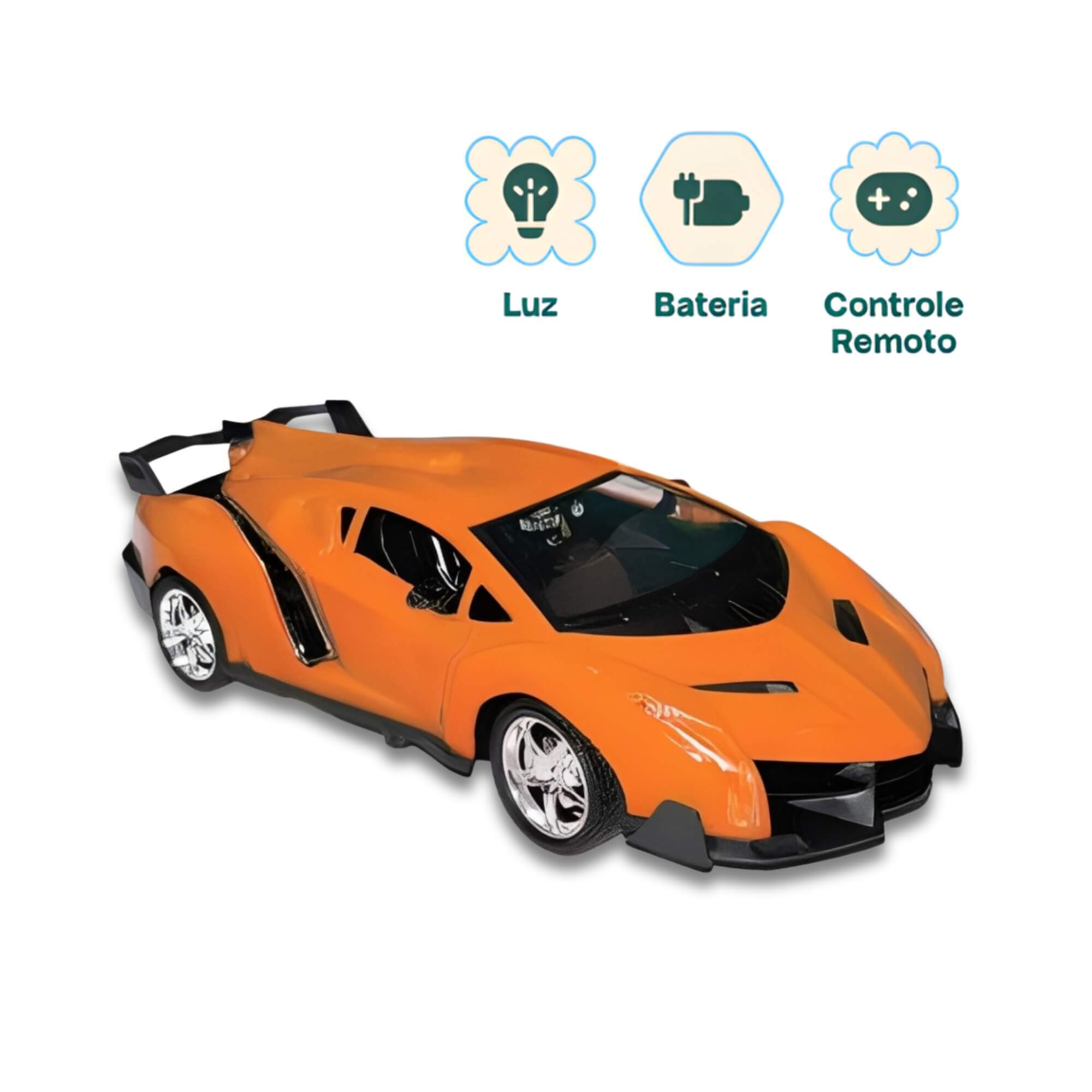 Brinquedo Infantil Carro Esportivo Laranja com Controle Remoto, Luz e Som Zippy Toys - 11130