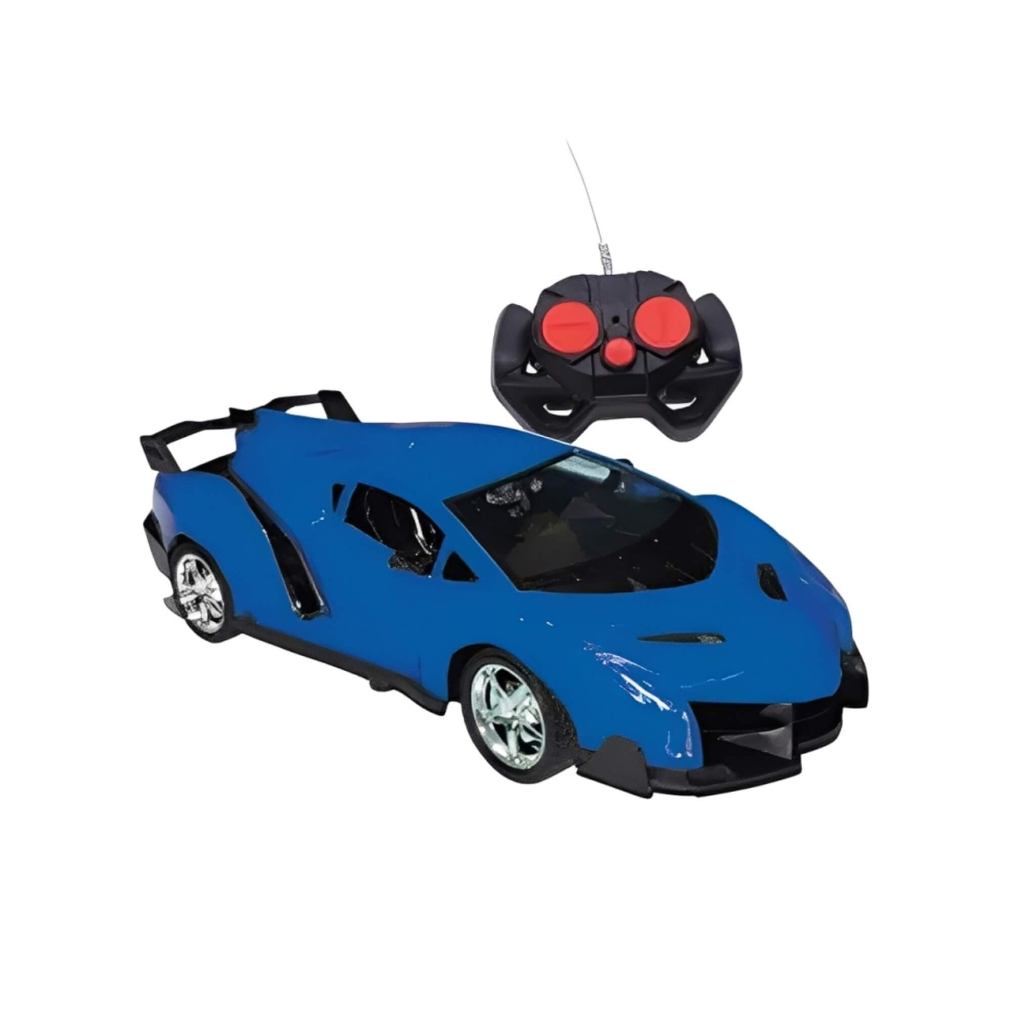 Brinquedo Infantil Carro Esportivo Azul com Controle Remoto, Luz e Som Zippy Toys - 11129