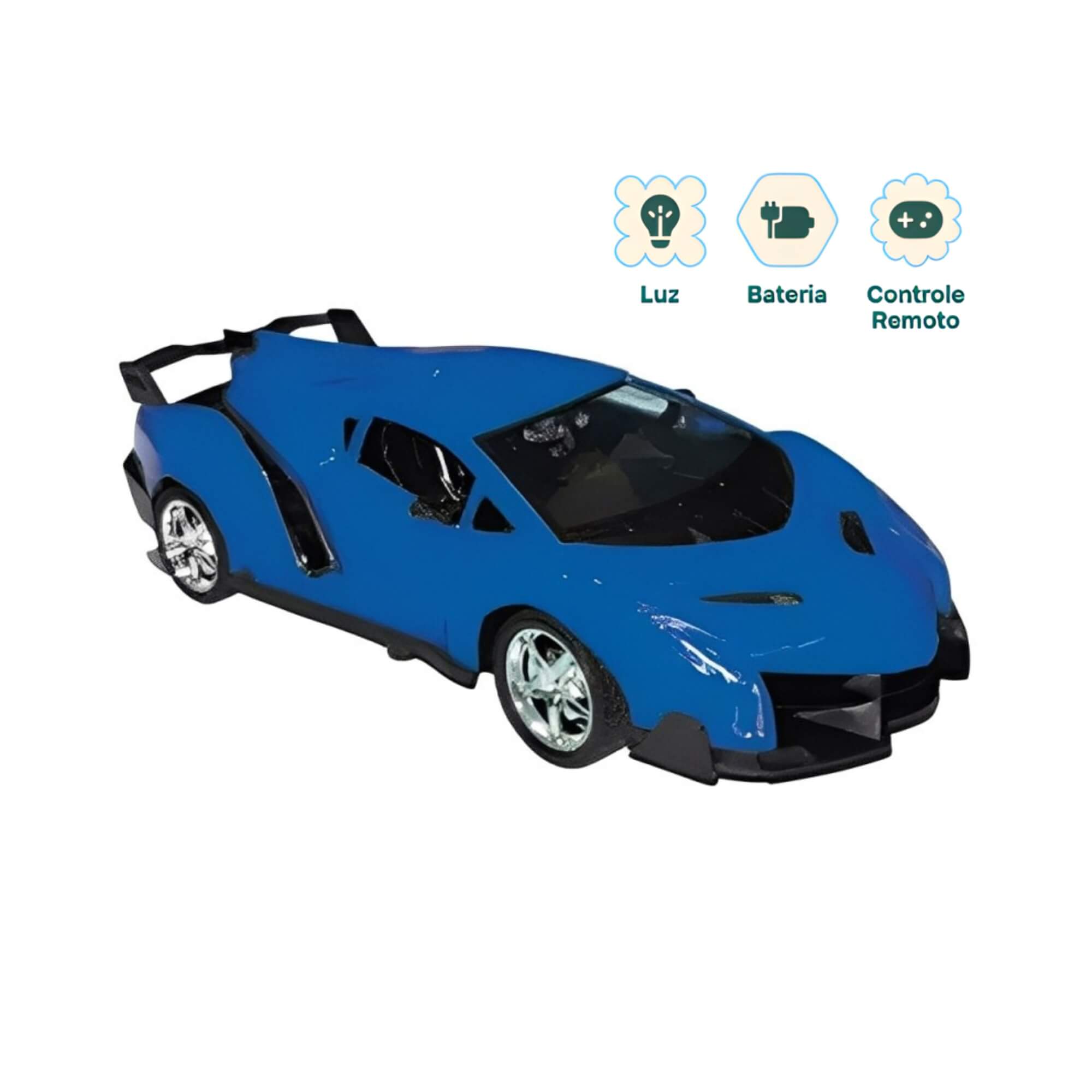 Brinquedo Infantil Carro Esportivo Azul com Controle Remoto, Luz e Som Zippy Toys - 11129