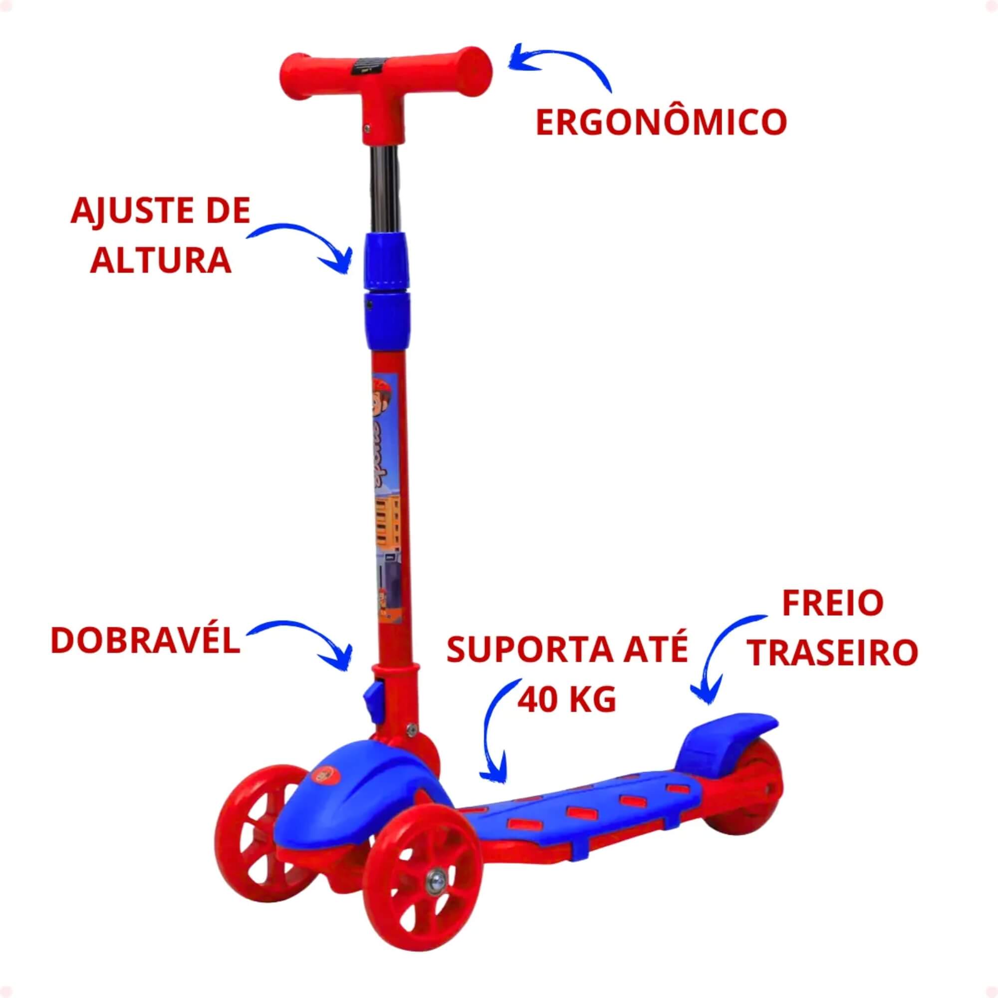 Patinete Infantil Dobrável Teen Sports 3 Rodas Até 40kg Zippy Toys - 8723