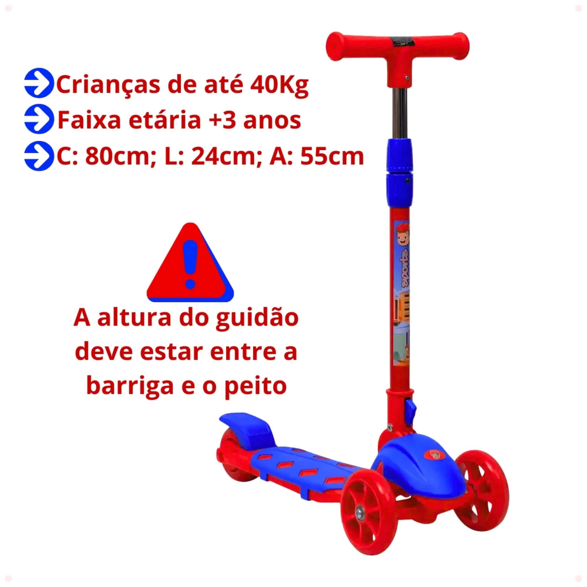 Patinete Infantil Dobrável Teen Sports 3 Rodas Até 40kg Zippy Toys - 8723