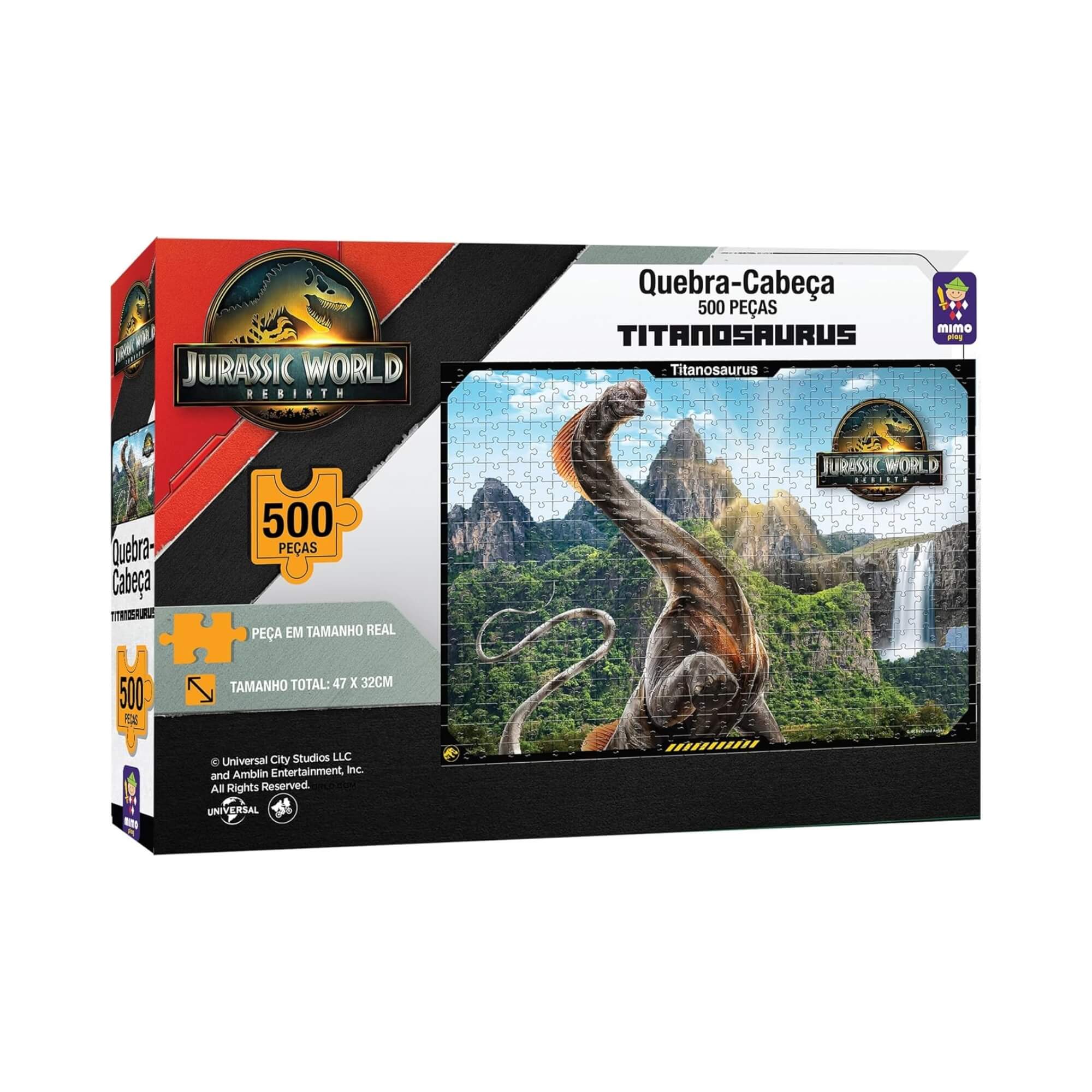 Quebra-Cabeça 500 peças Titanosaurus Jurassic World Rebirth Mimo Toys - 2093