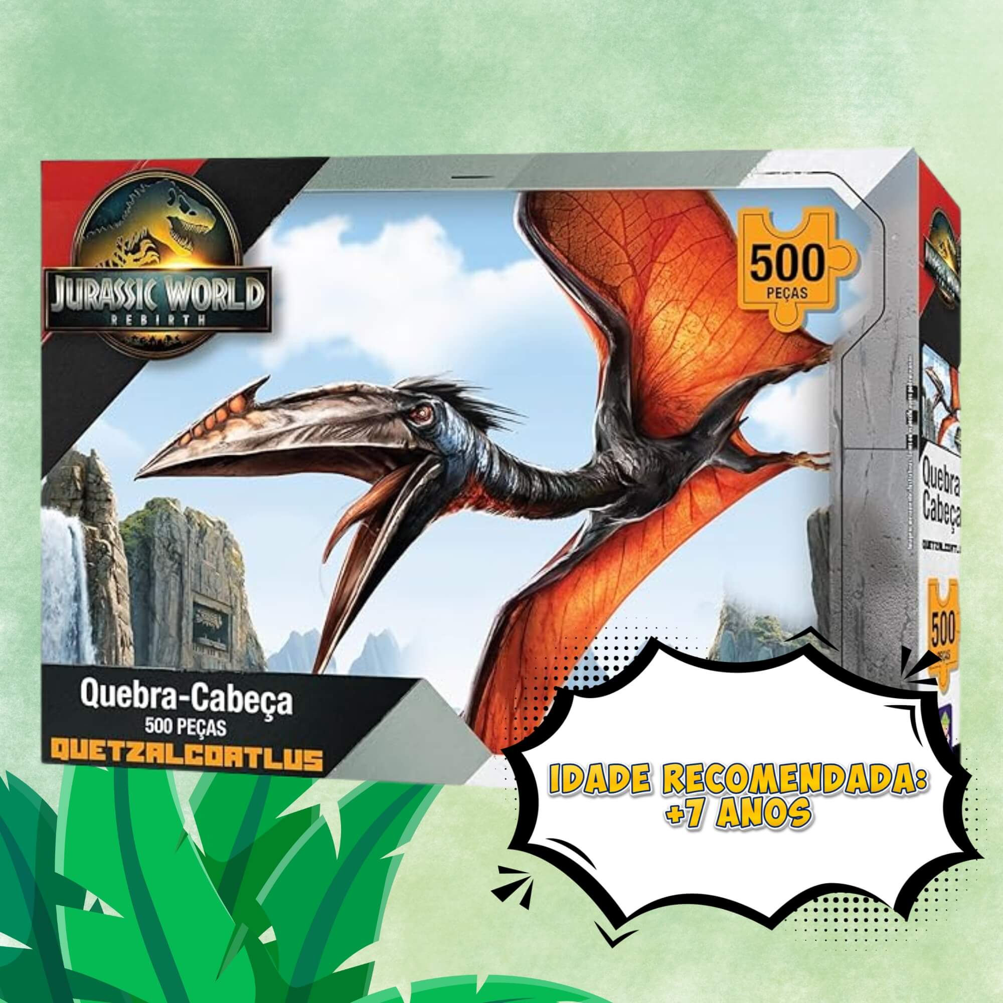Quebra-cabeça 500 peças Quetzalcoatlus Jurassic World Rebirth Mimo Toys - 2094