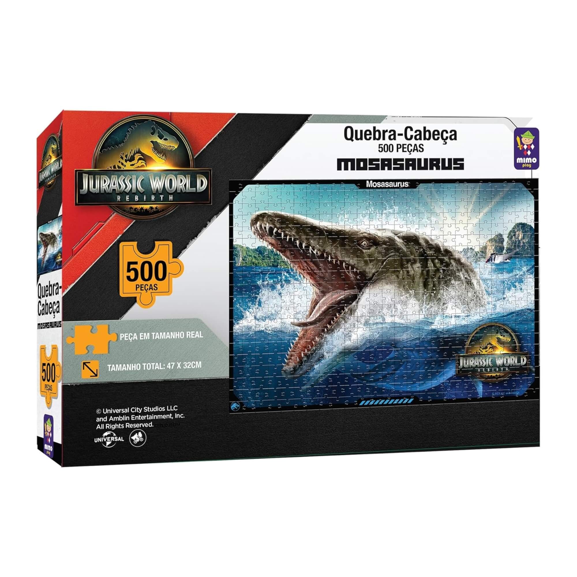 Quebra-cabeça 500 peças Mosassaurus Jurassic World Rebirth Mimo Toys - 2095