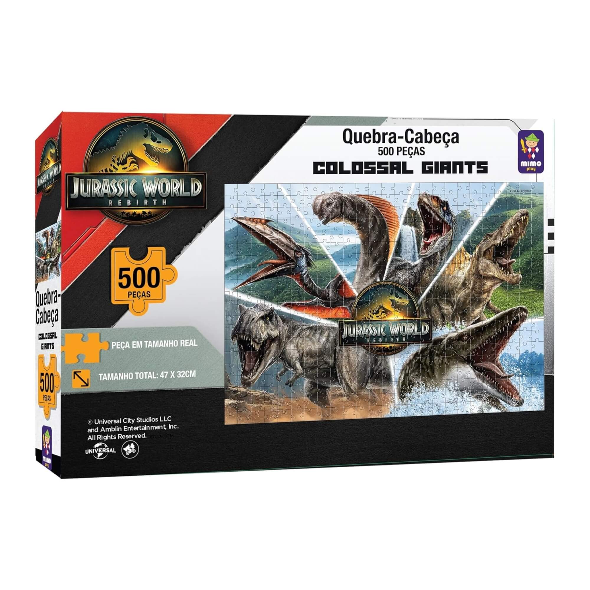 Quebra-cabeça 500 peças Colossal Giant Jurassic World Rebirth Mimo Toys - 2112