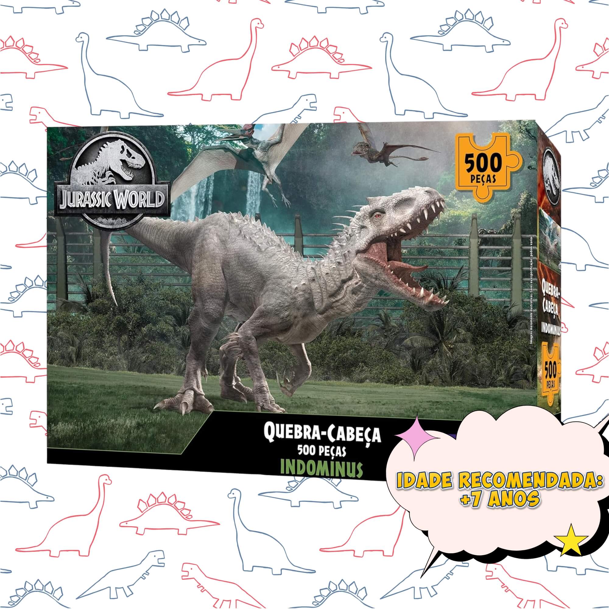 Quebra-cabeça 500 peças Indominus Rex Jurassic World Mimo Toys - 2113