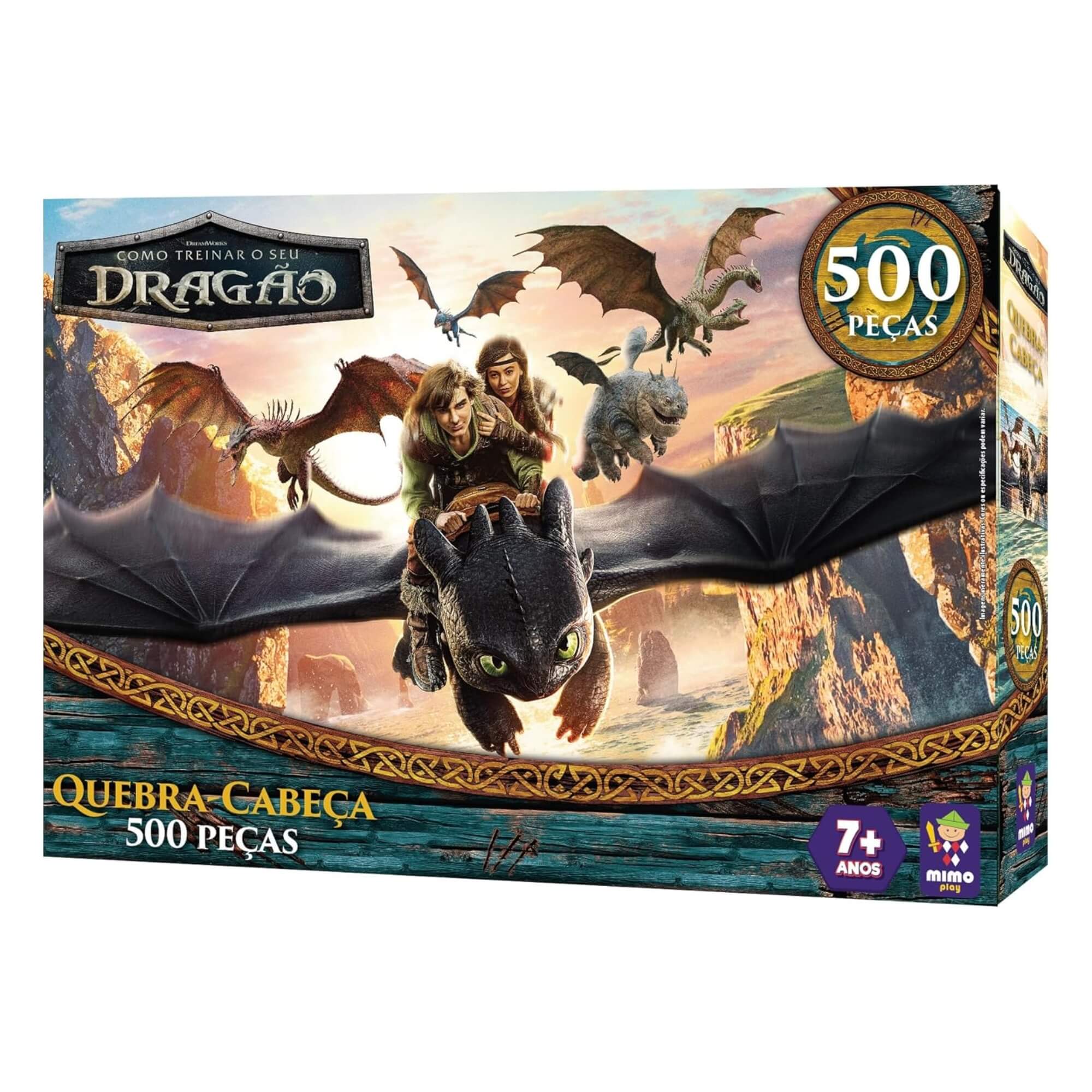 Quebra-Cabeça Como Treinar o Seu Dragão de 500 Peças Mimo Toys - 3010