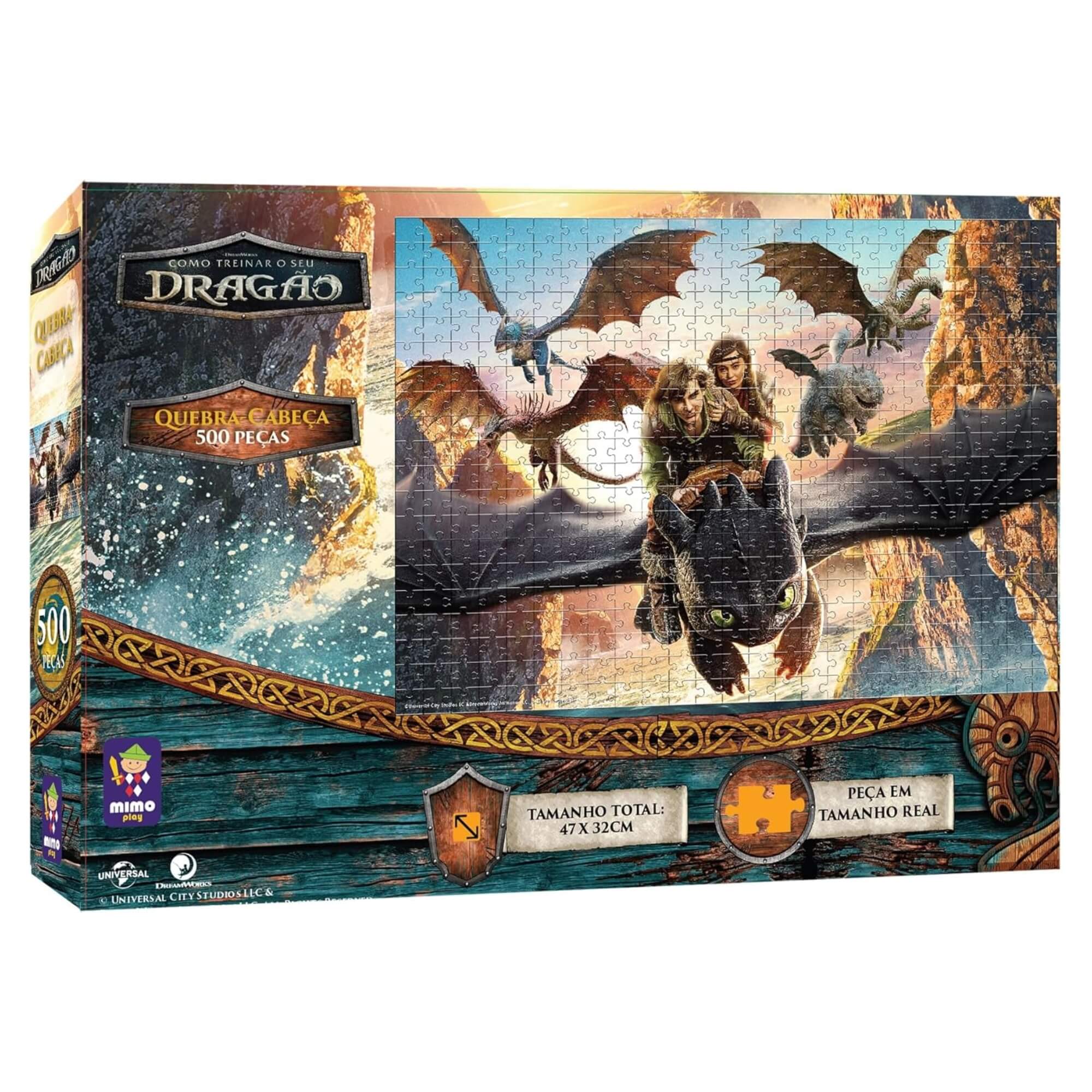 Quebra-Cabeça Como Treinar o Seu Dragão de 500 Peças Mimo Toys - 3010